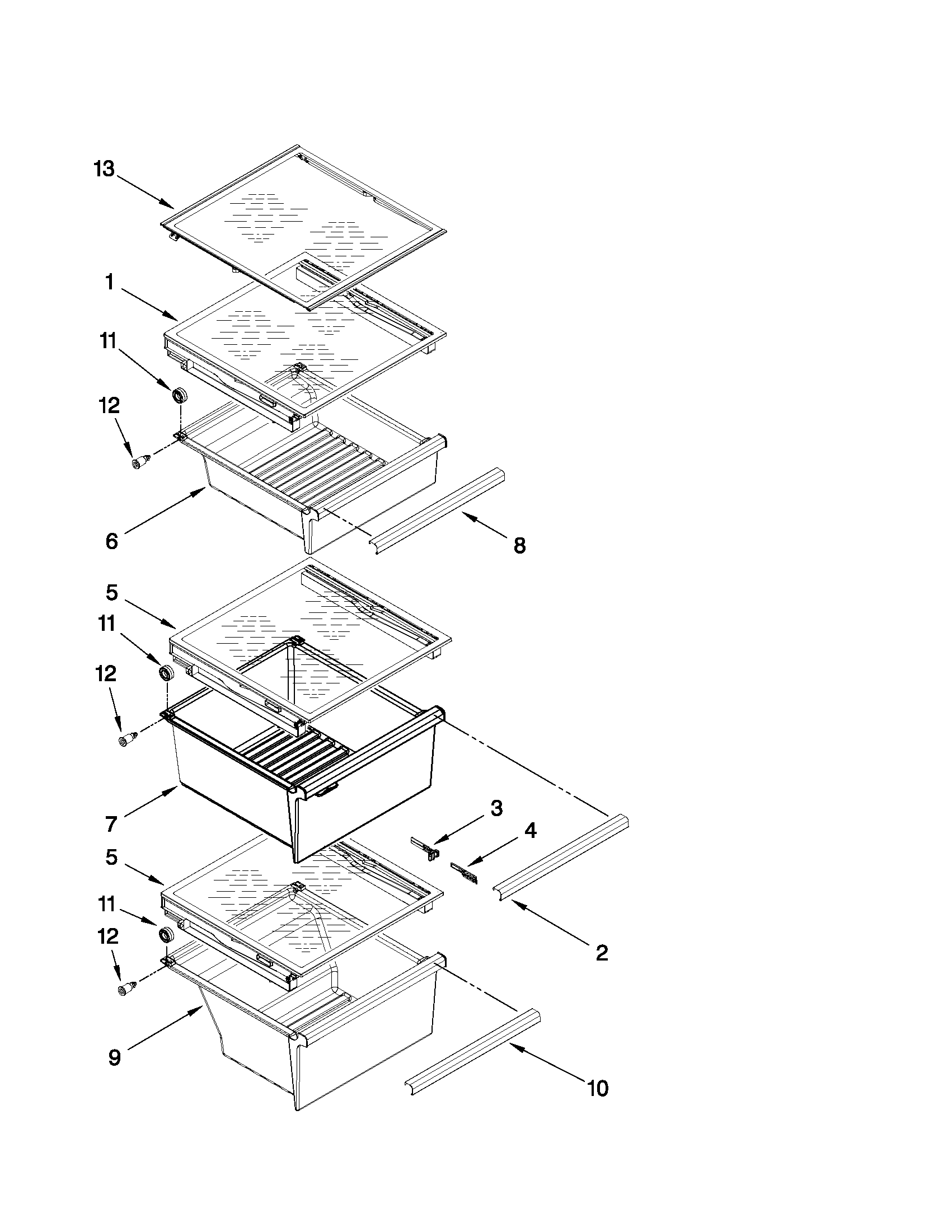 Whirlpool WSF26D2EXY02 refrigerator shelf parts diagram