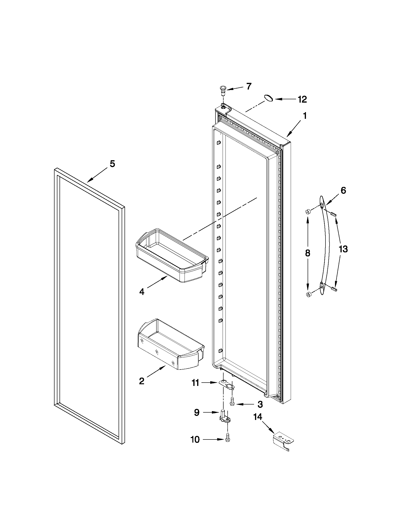 Whirlpool WSF26D2EXY02 refrigerator door parts diagram