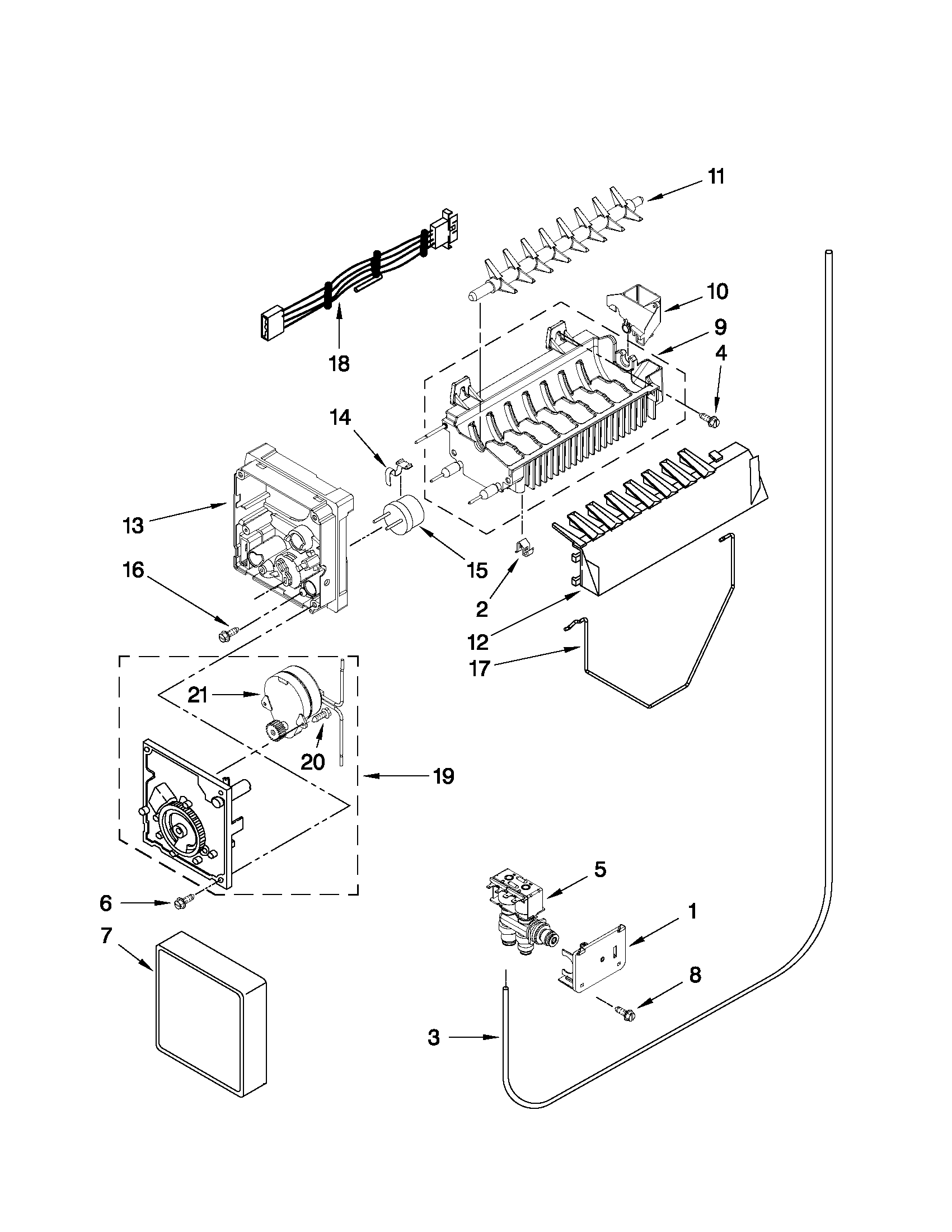 Whirlpool WSF26D2EXY02 icemaker parts diagram
