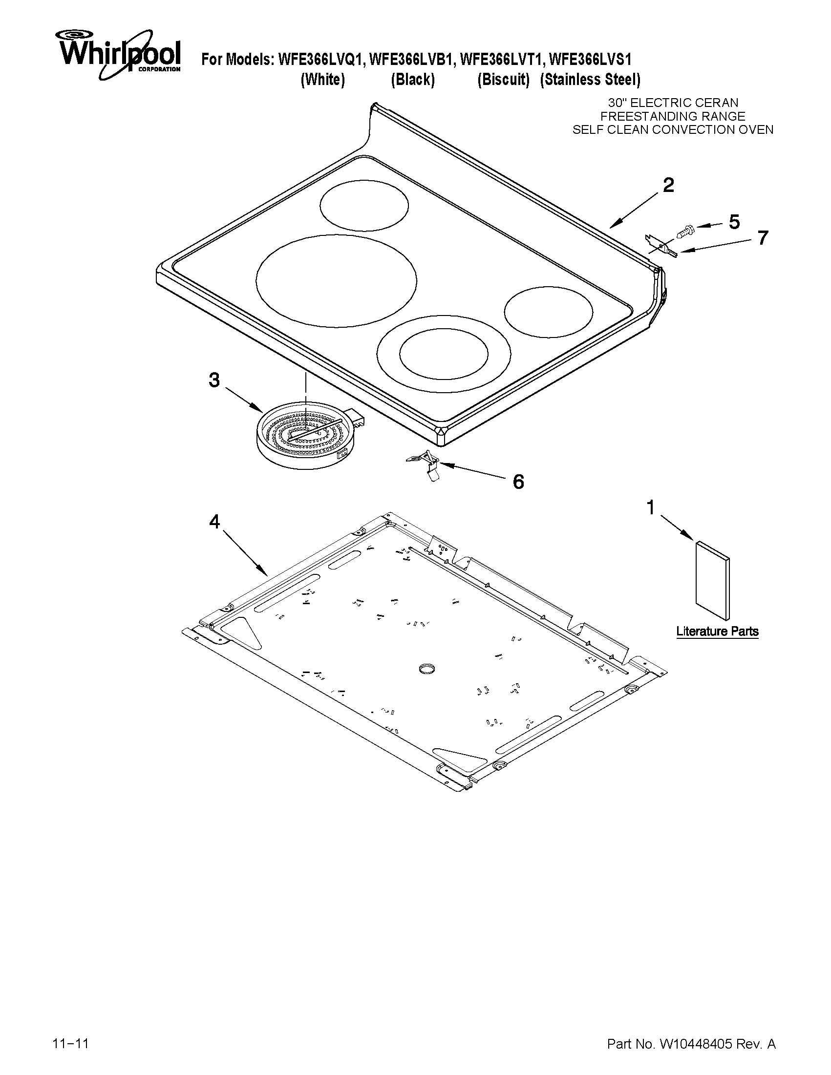 Whirlpool WFE366LVQ1 cooktop parts diagram