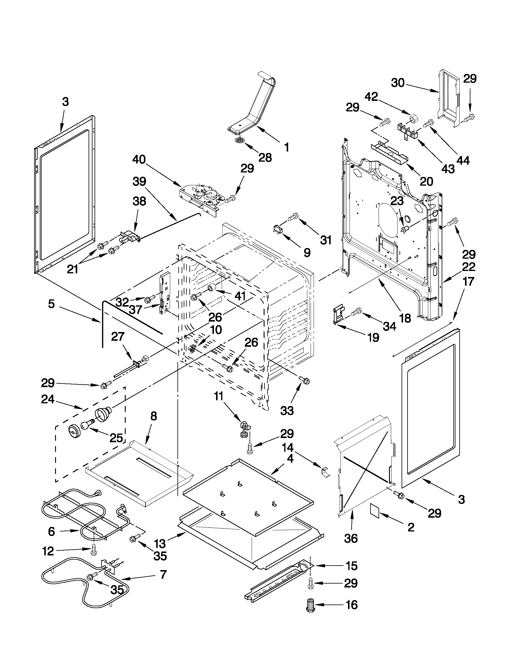 Whirlpool WFE366LVQ1 chassis parts diagram