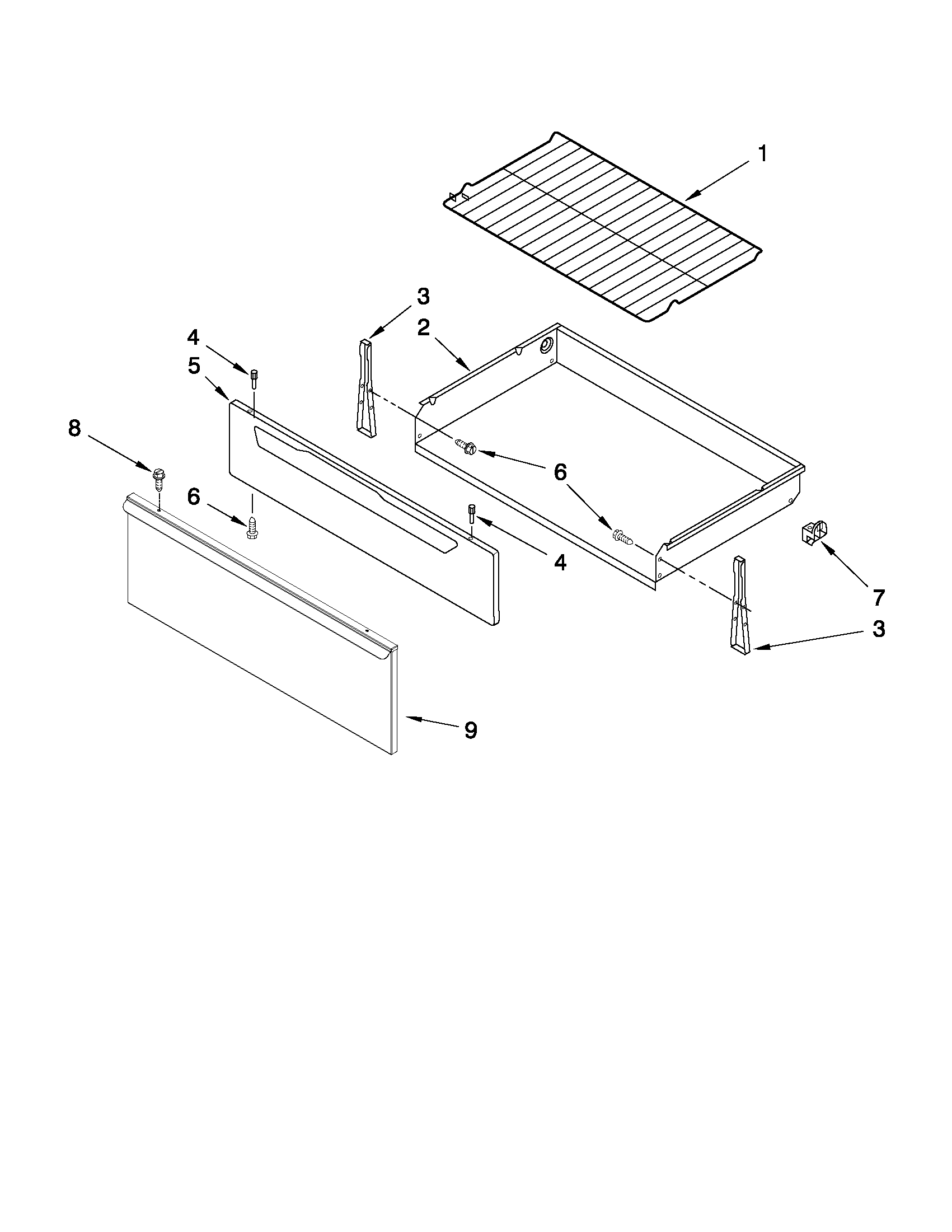 Whirlpool WFE366LVQ1 drawer & broiler parts diagram