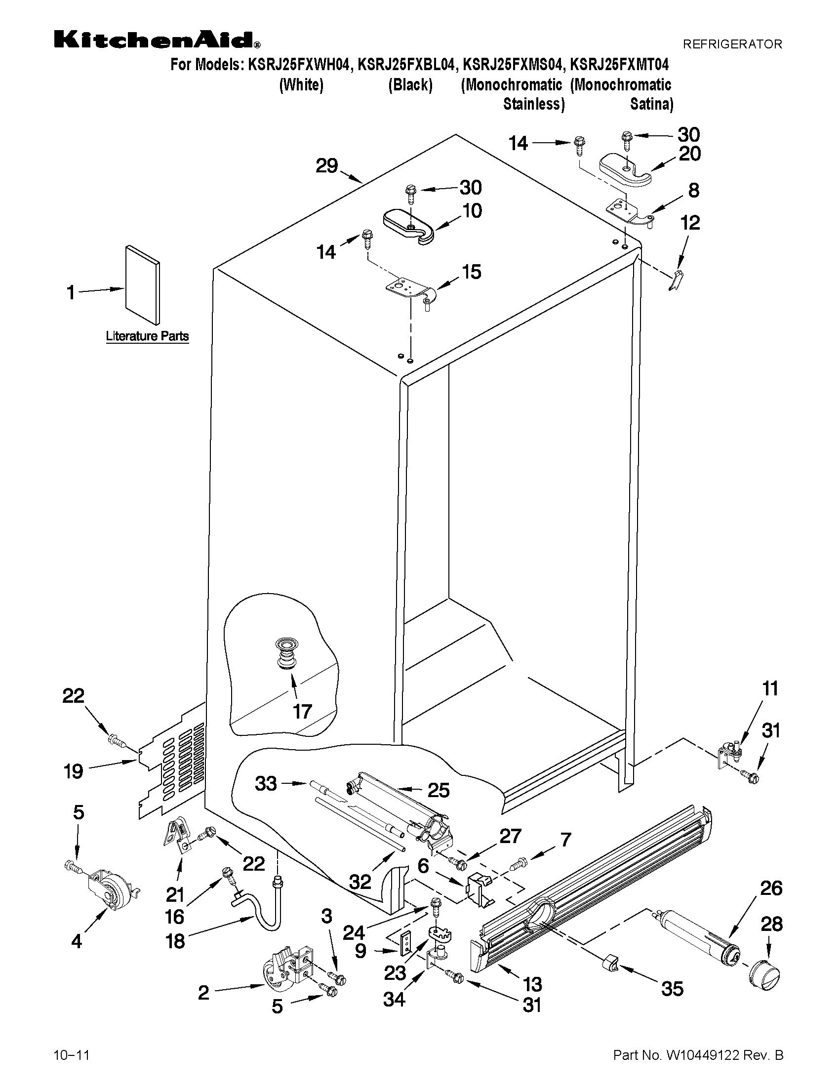 KitchenAid KSRJ25FXMS04 cabinet parts diagram