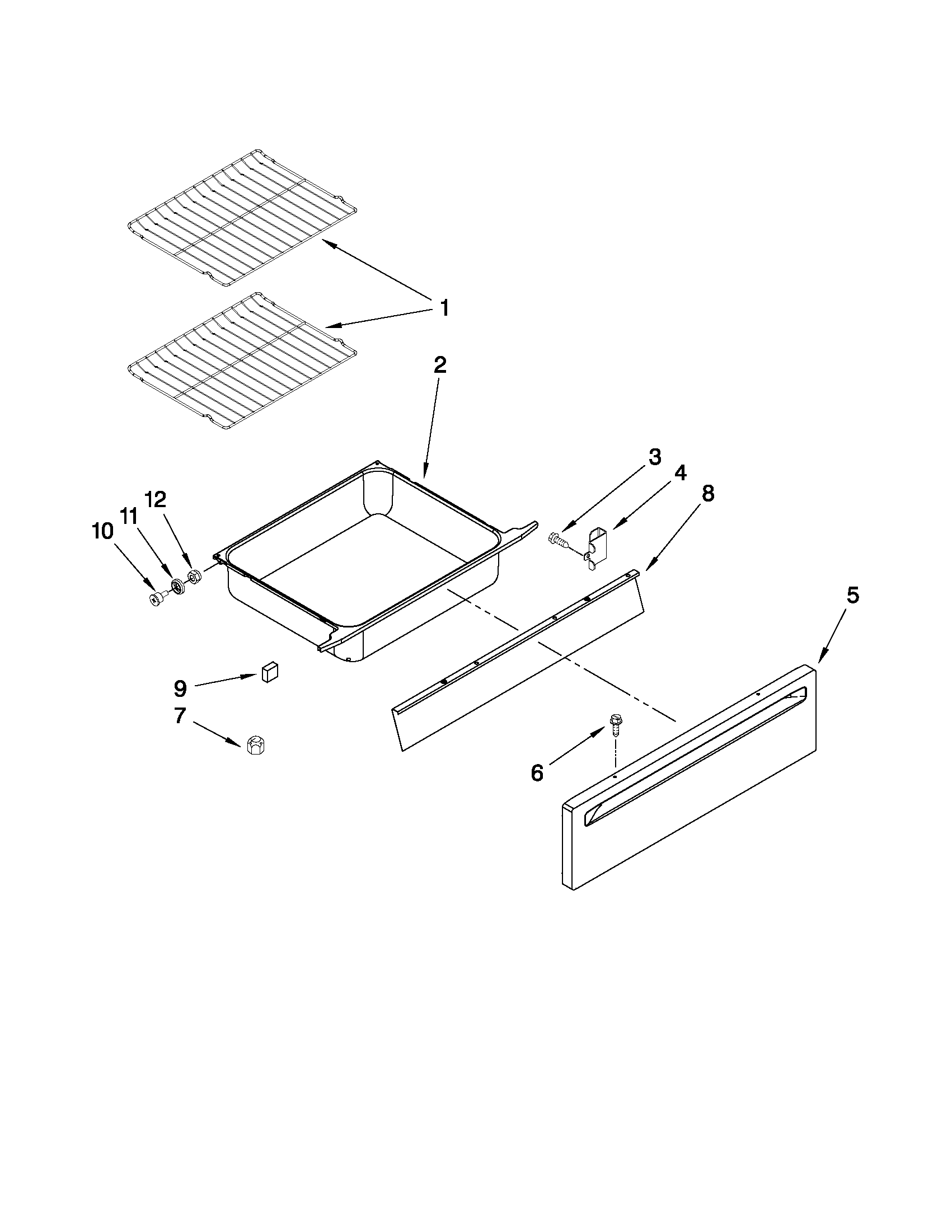 Whirlpool GY397LXUQ04 drawer and rack parts diagram
