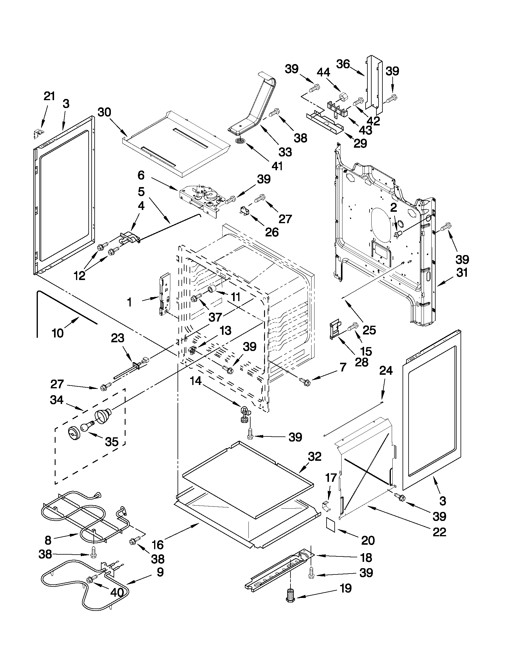 Whirlpool WFE374LVB1 chassis parts diagram