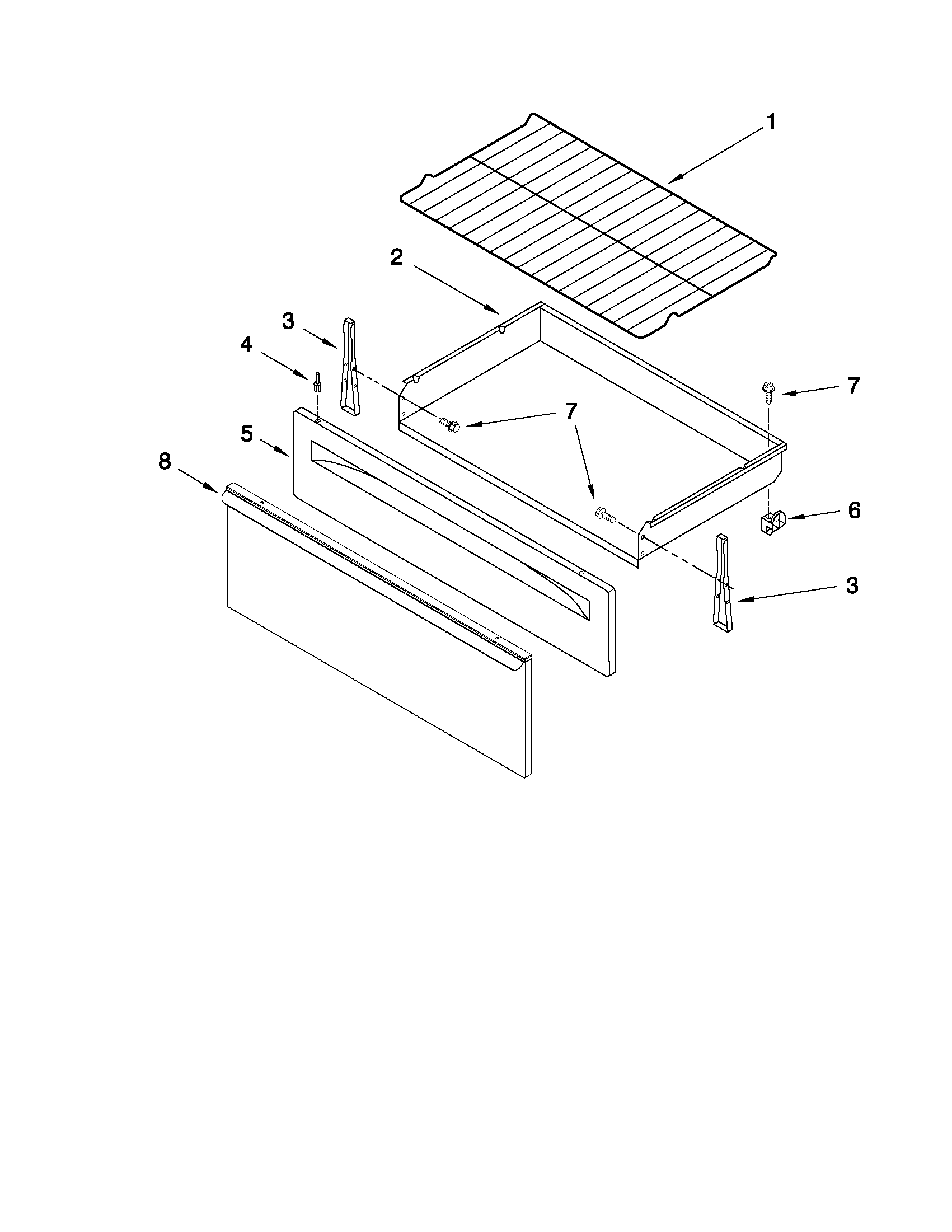 Whirlpool WFE374LVB1 drawer & broiler parts diagram