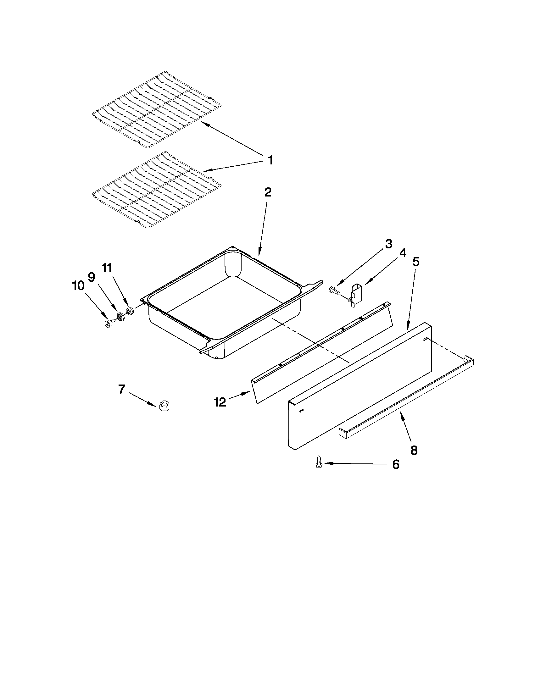 Ikea ISE630WS01 drawer & rack parts diagram