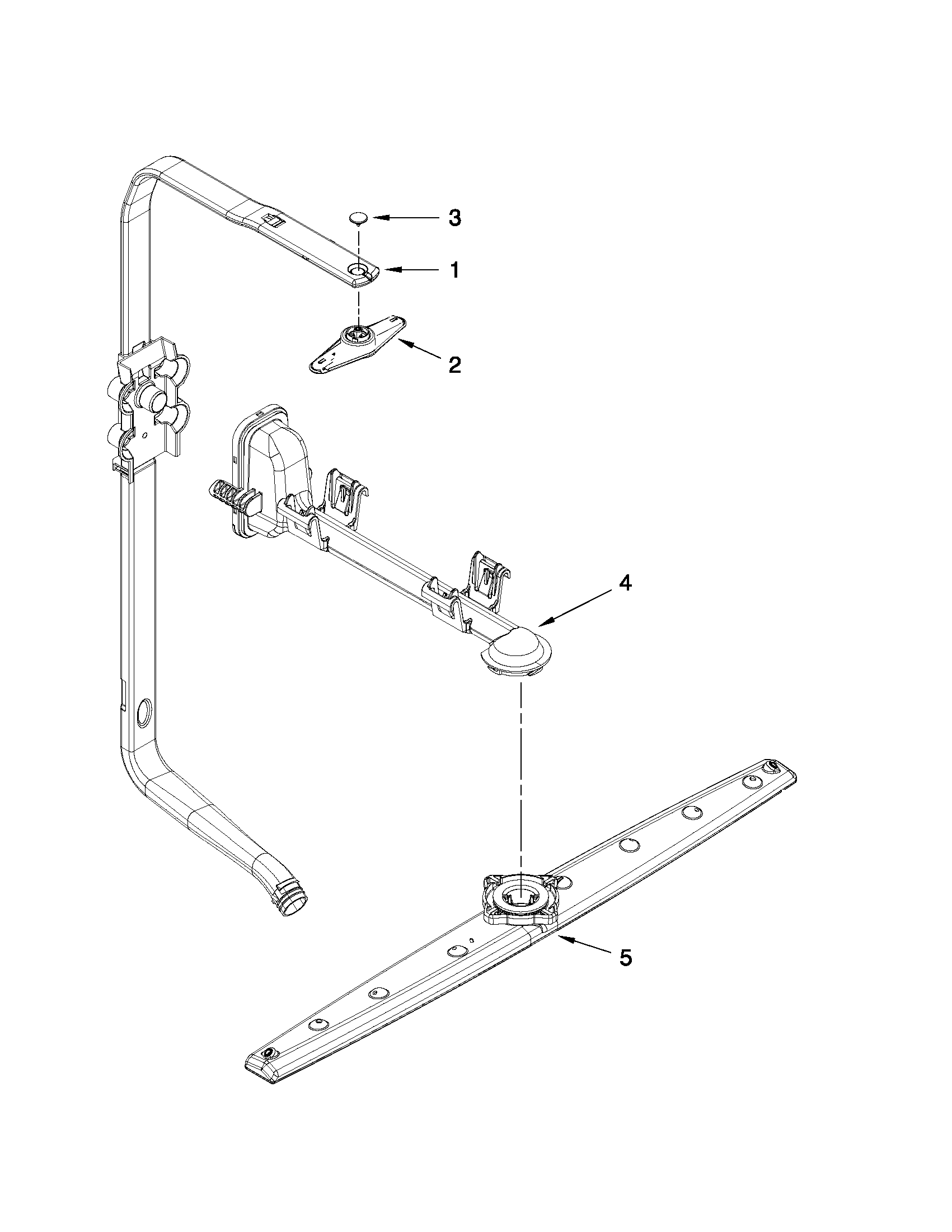Whirlpool WDF530PLYW1 upper wash and rinse parts diagram