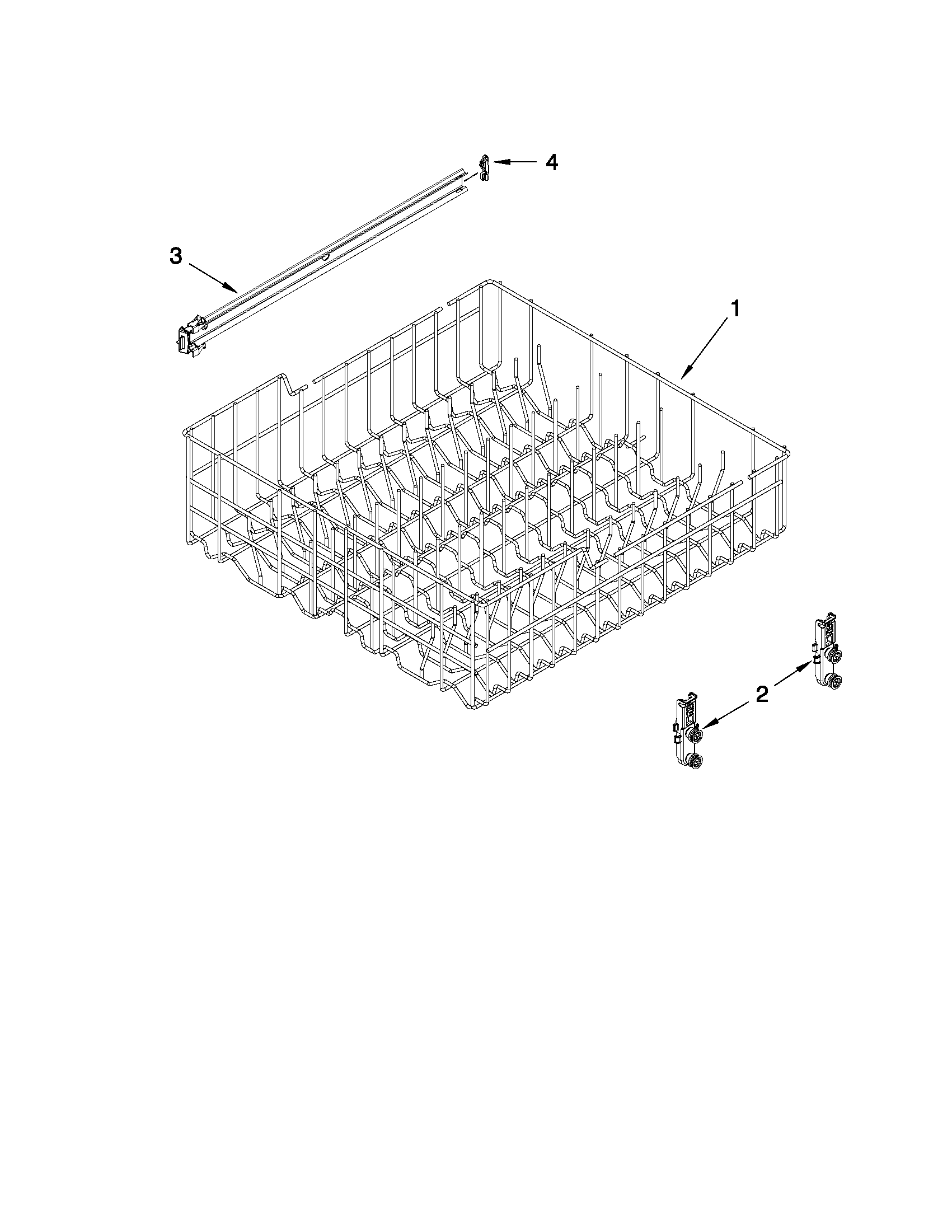 Whirlpool WDF530PSYW1 upper rack and track parts diagram