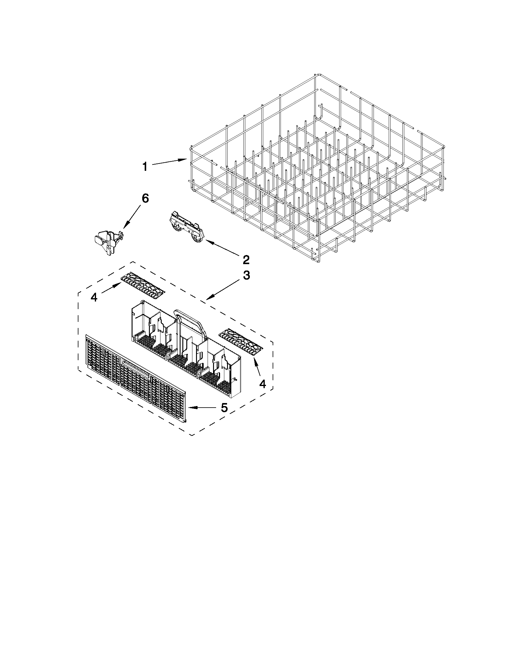 Whirlpool WDF530PSYW1 lower rack parts diagram