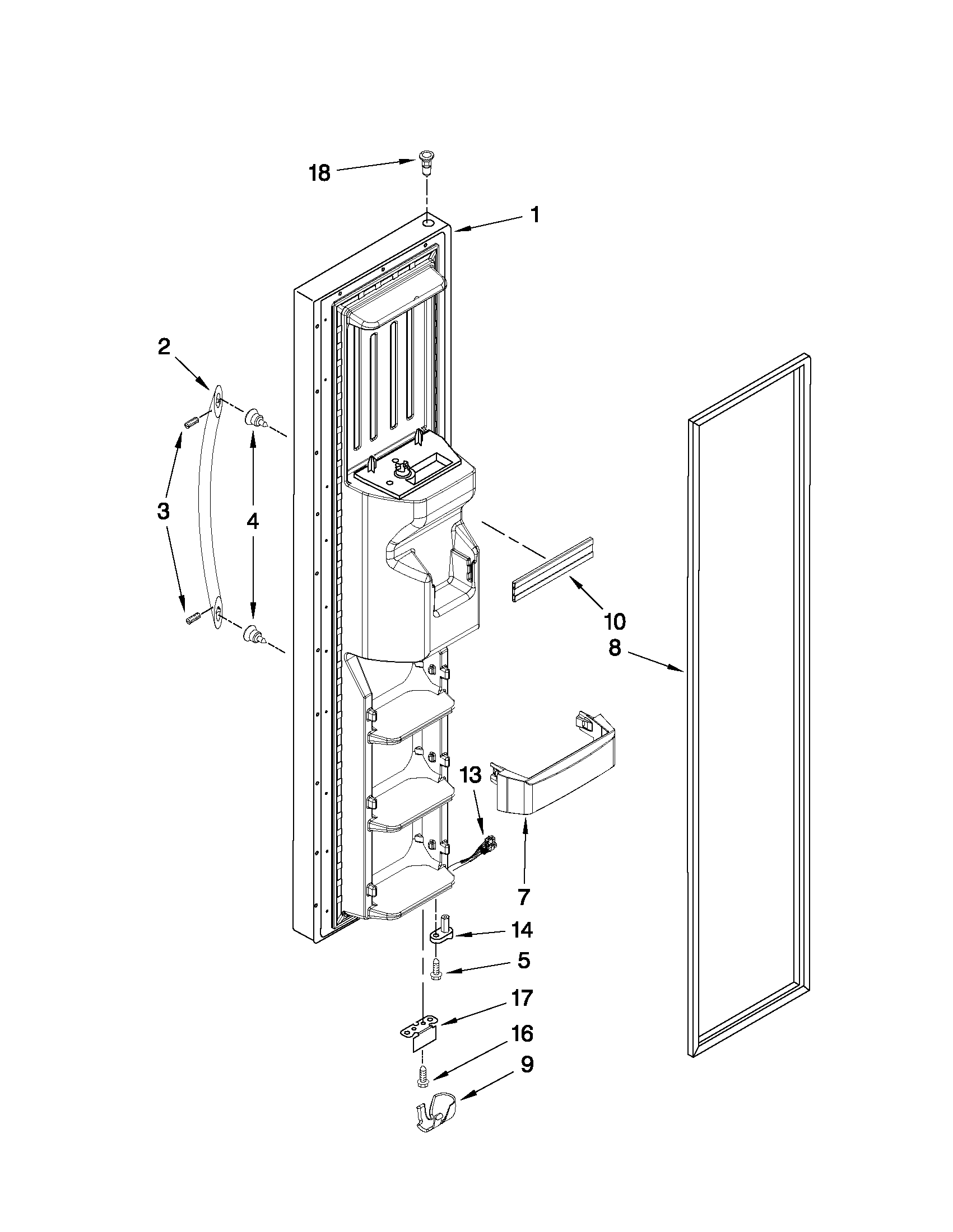 KitchenAid KSRG25FVMS06 freezer door parts diagram