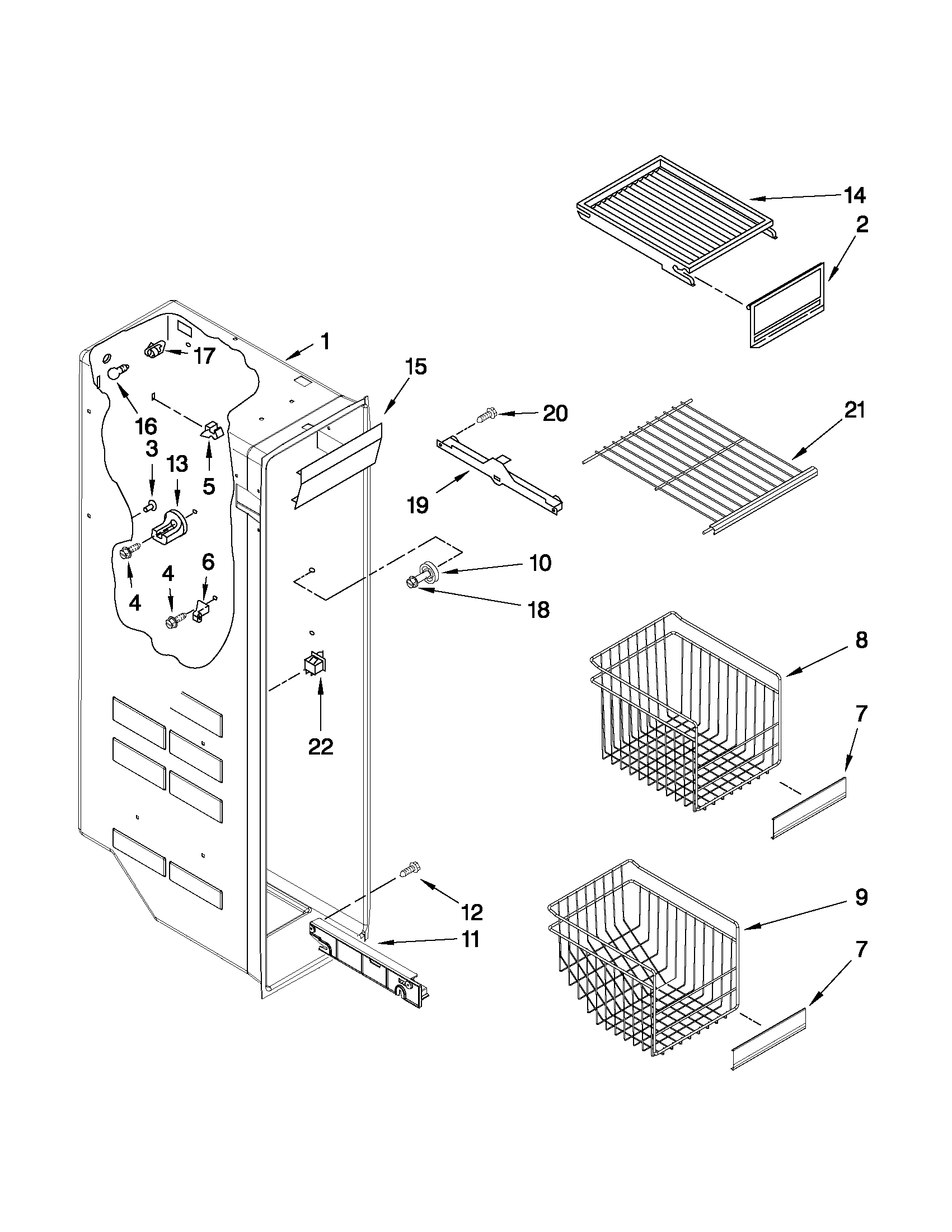 Whirlpool 6GD25DCXHS15 freezer liner parts diagram
