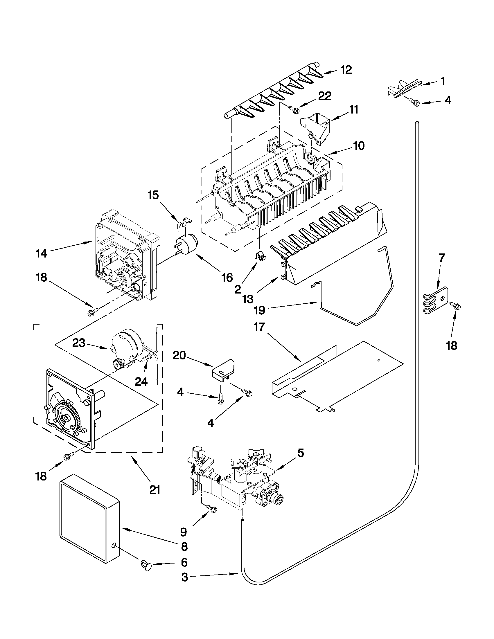 Whirlpool 6GD5SHGXSS08 icemaker parts diagram