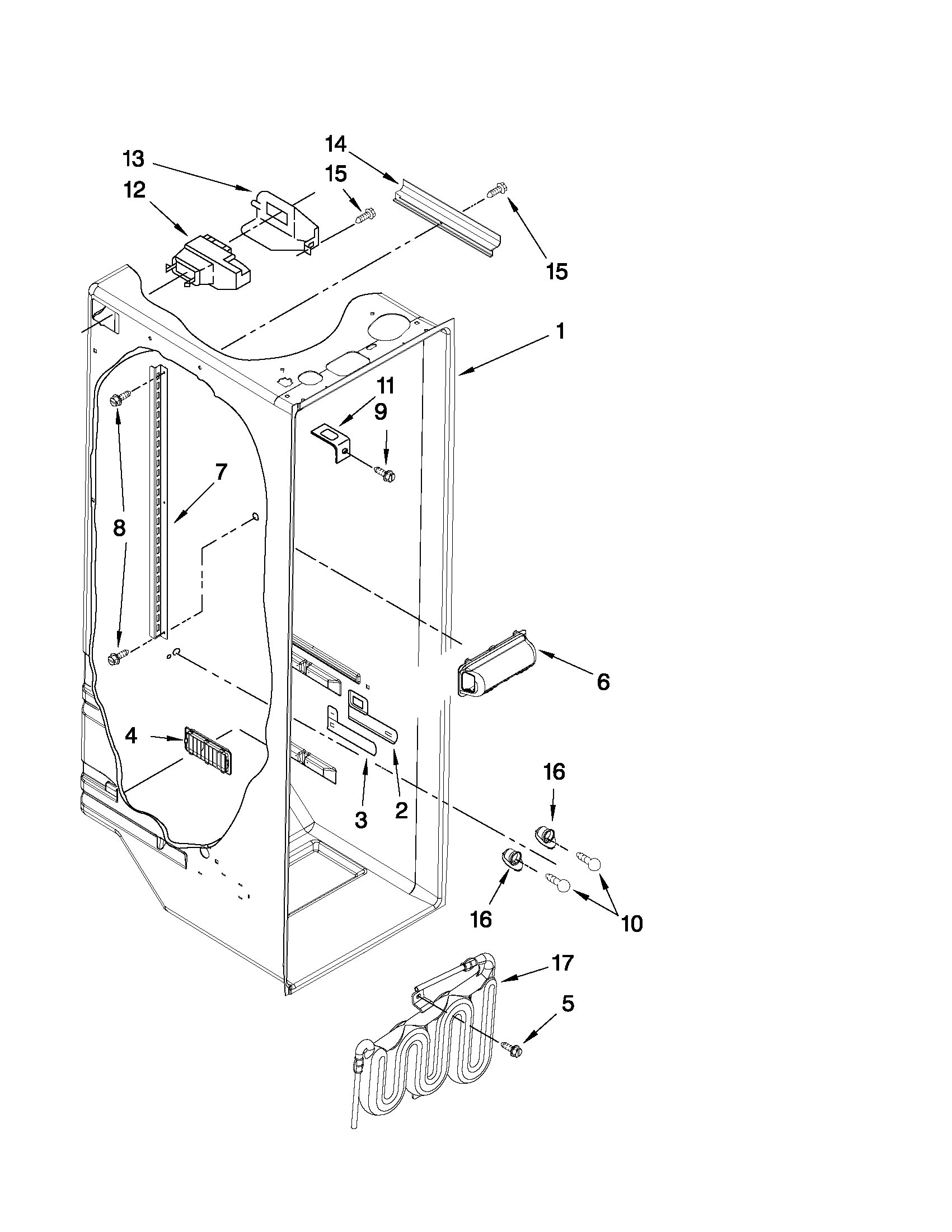 Whirlpool 6GD5SHGXSS09 refrigerator liner parts diagram