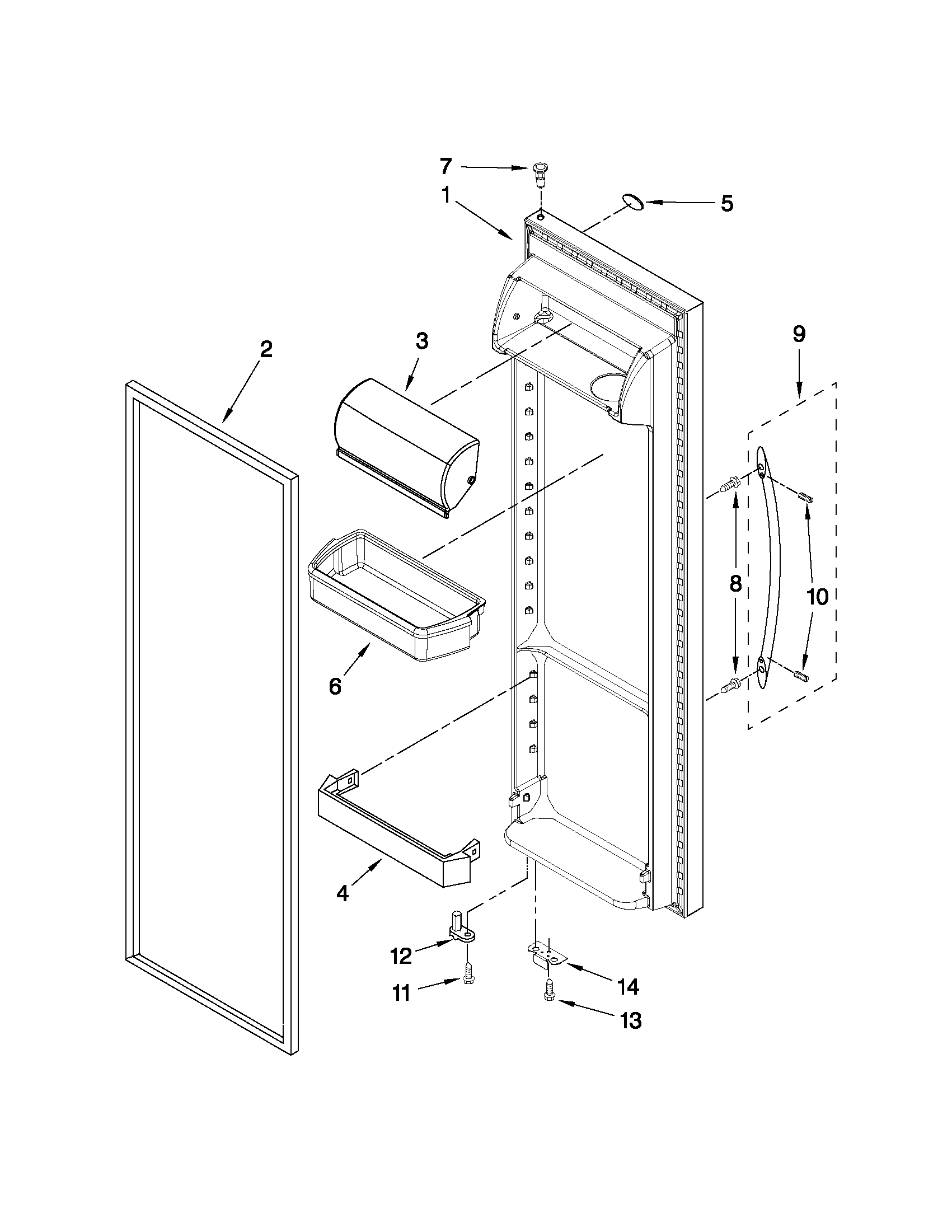 Whirlpool 6GD5SHGXSS09 refrigerator door parts diagram