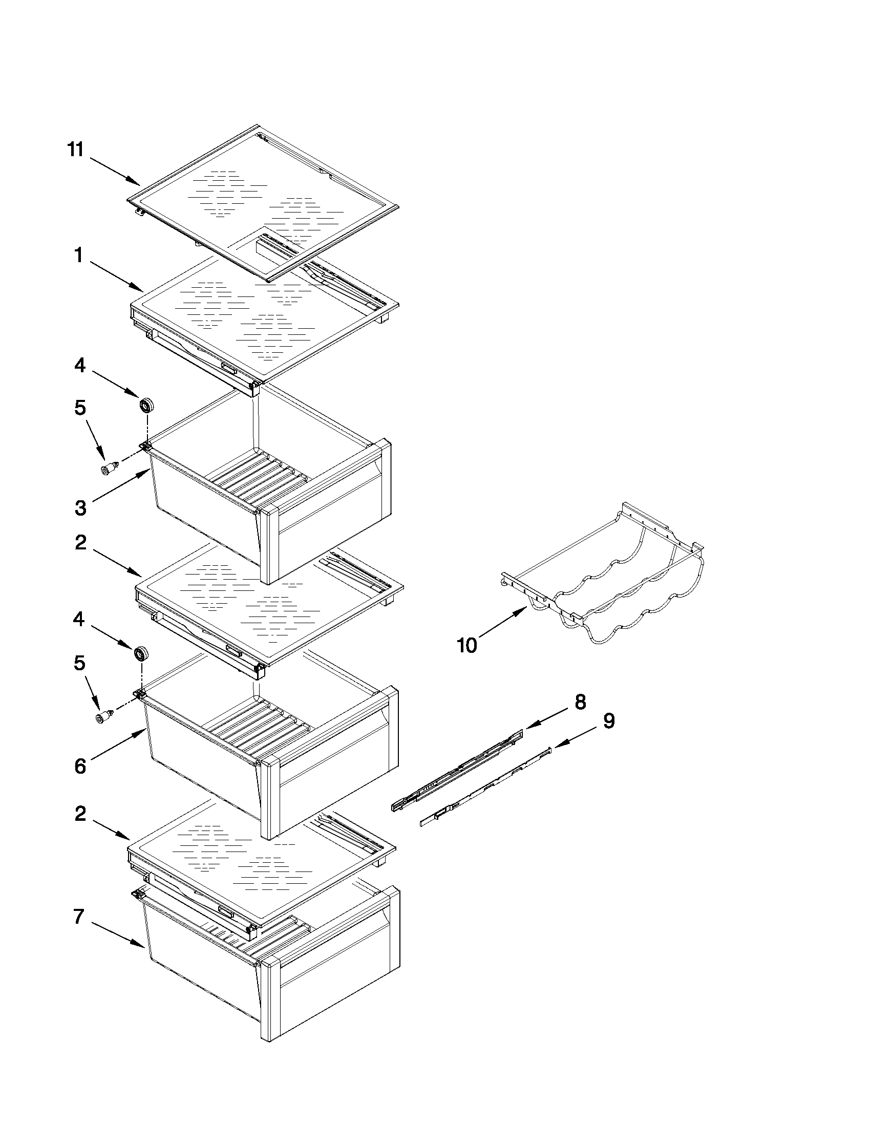 Whirlpool GSC25C4EYW01 refrigerator shelf parts diagram