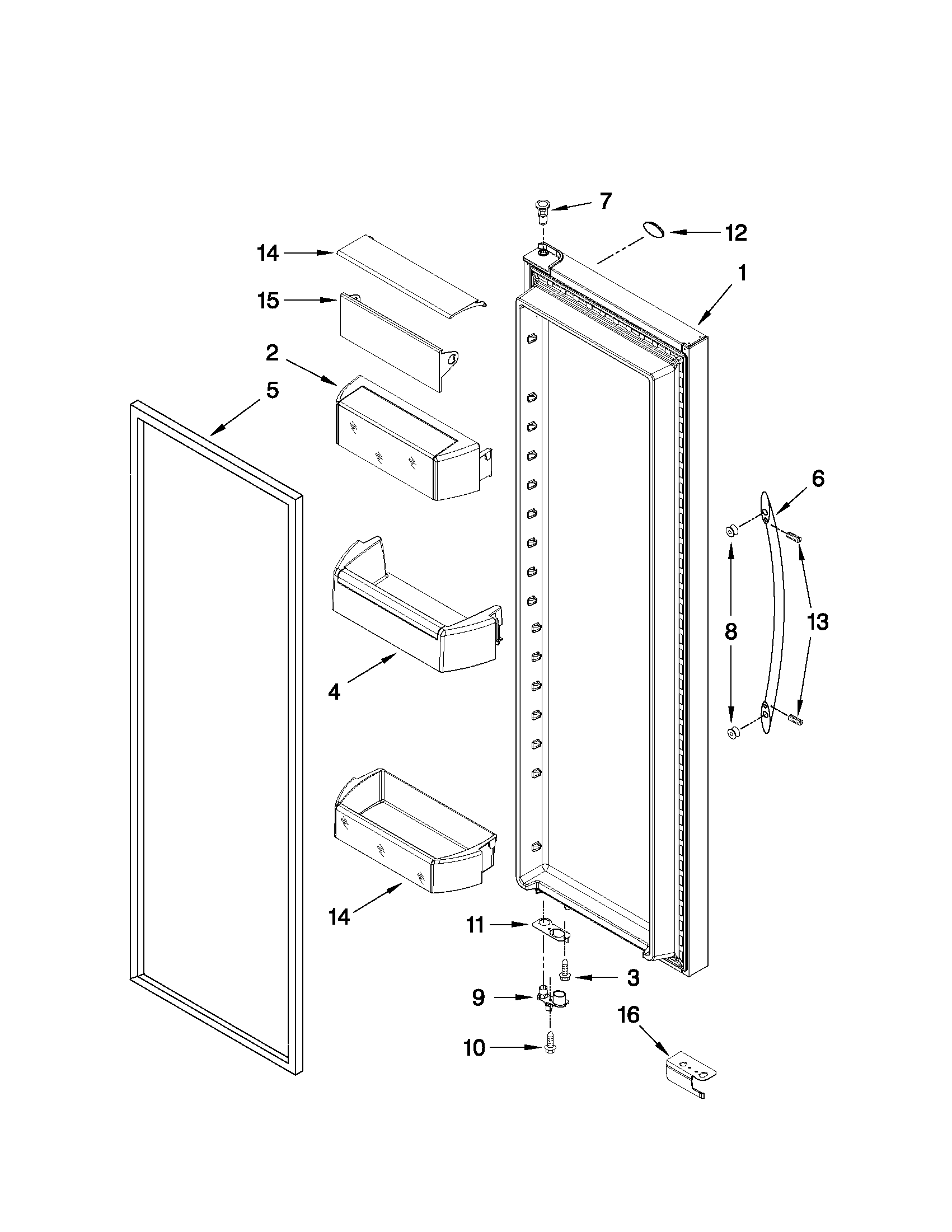 Whirlpool GSC25C4EYW01 refrigerator door parts diagram