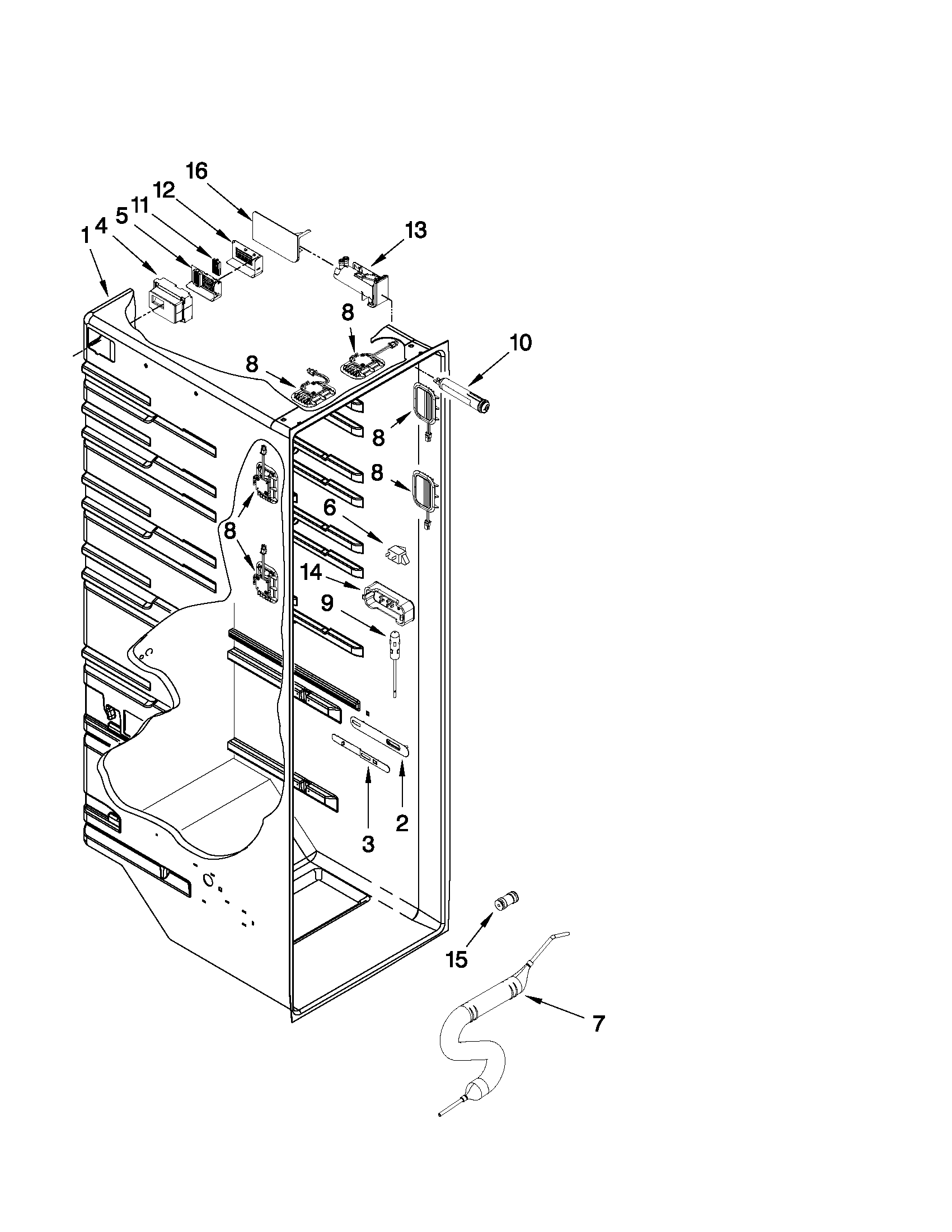 Whirlpool GSC25C5EYB01 refrigerator liner parts diagram