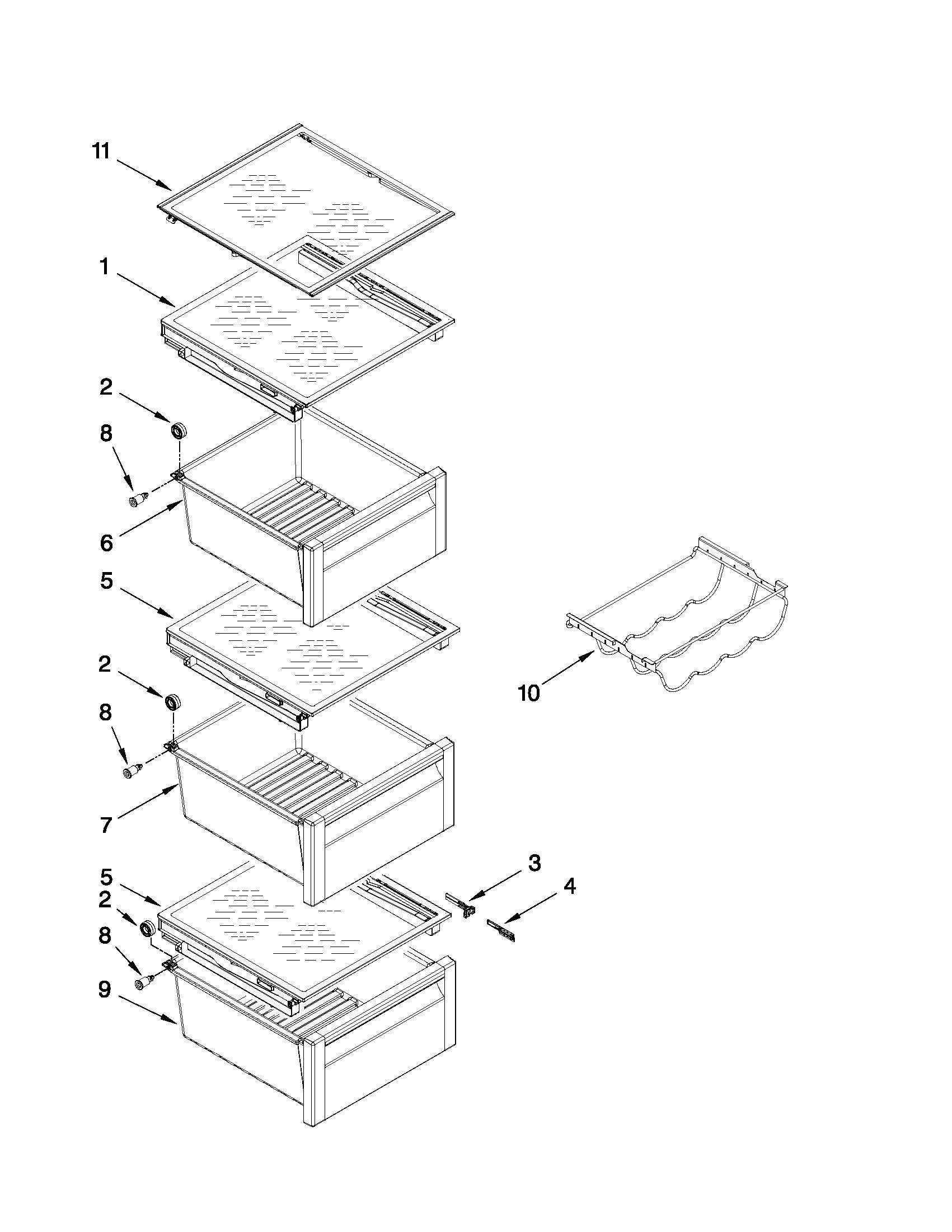Whirlpool GSC25C5EYB01 refrigerator shelf parts diagram