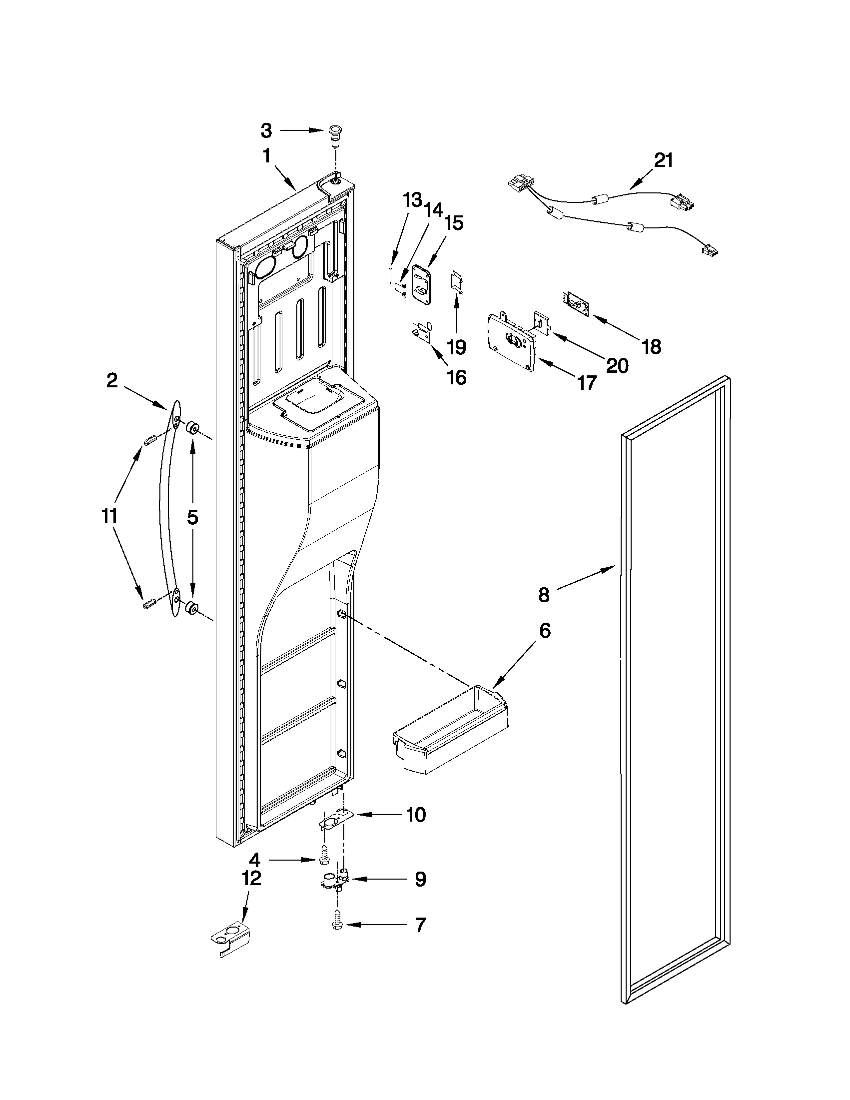 Whirlpool GSC25C5EYB01 freezer door parts diagram