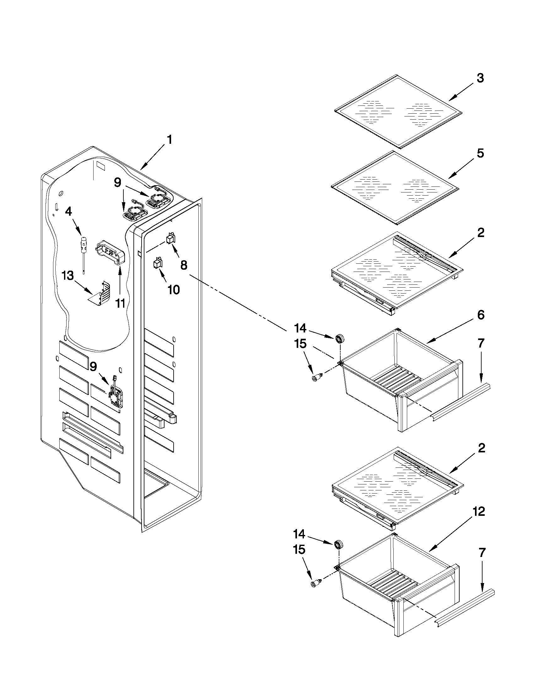 KitchenAid KSC24C8EYY01 freezer liner parts diagram