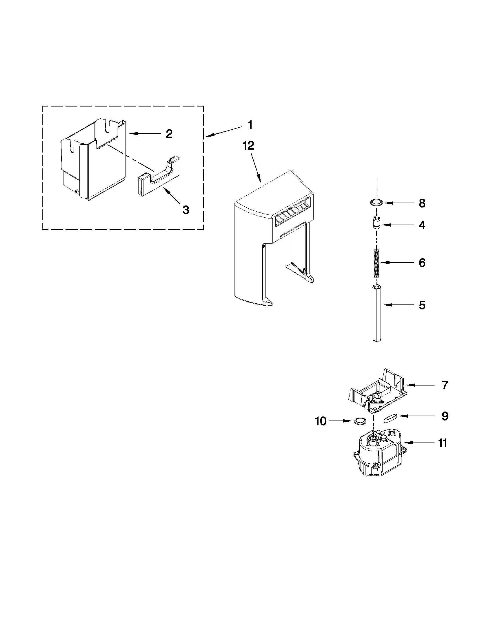 KitchenAid KSC24C8EYY01 motor and ice container parts diagram