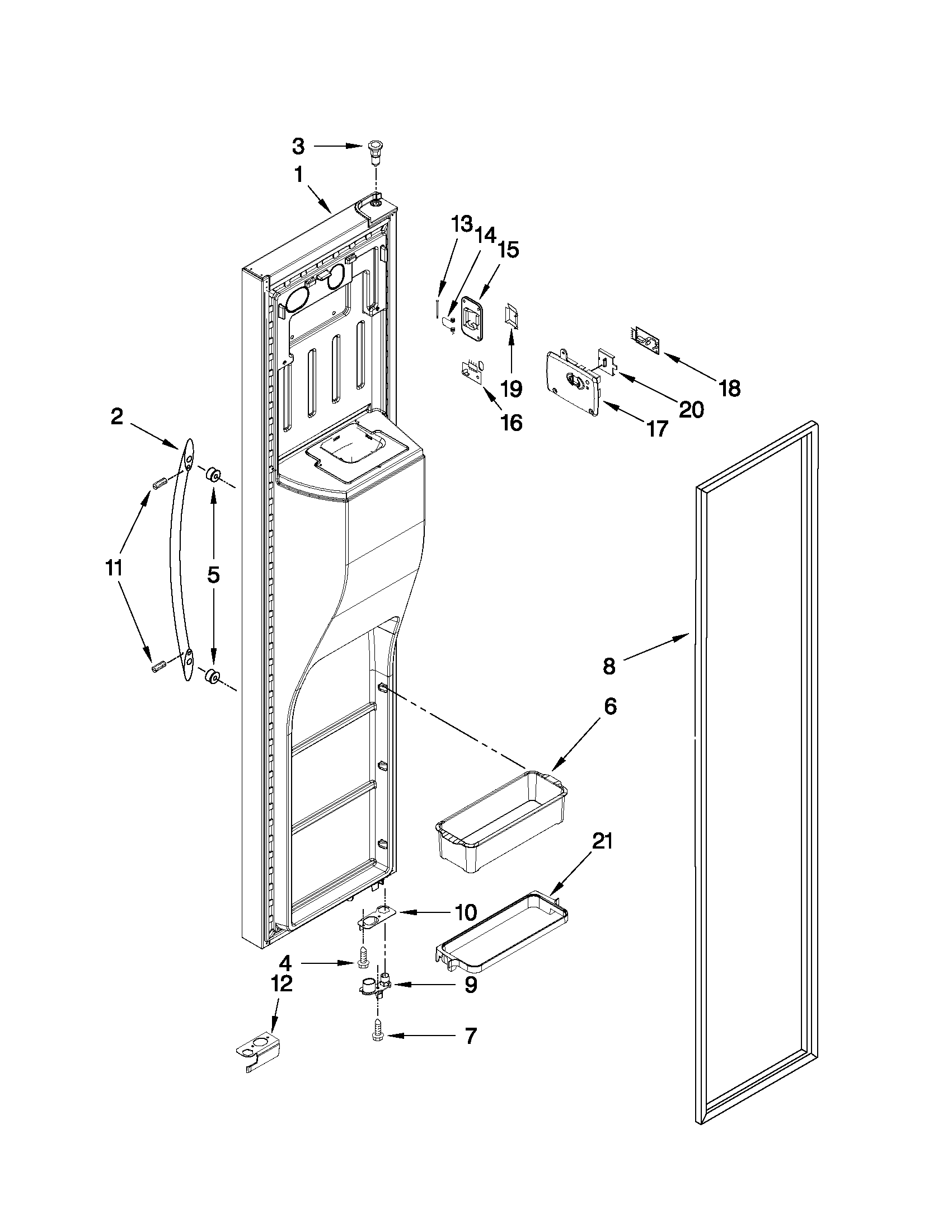 KitchenAid KSC24C8EYY01 freezer door parts diagram