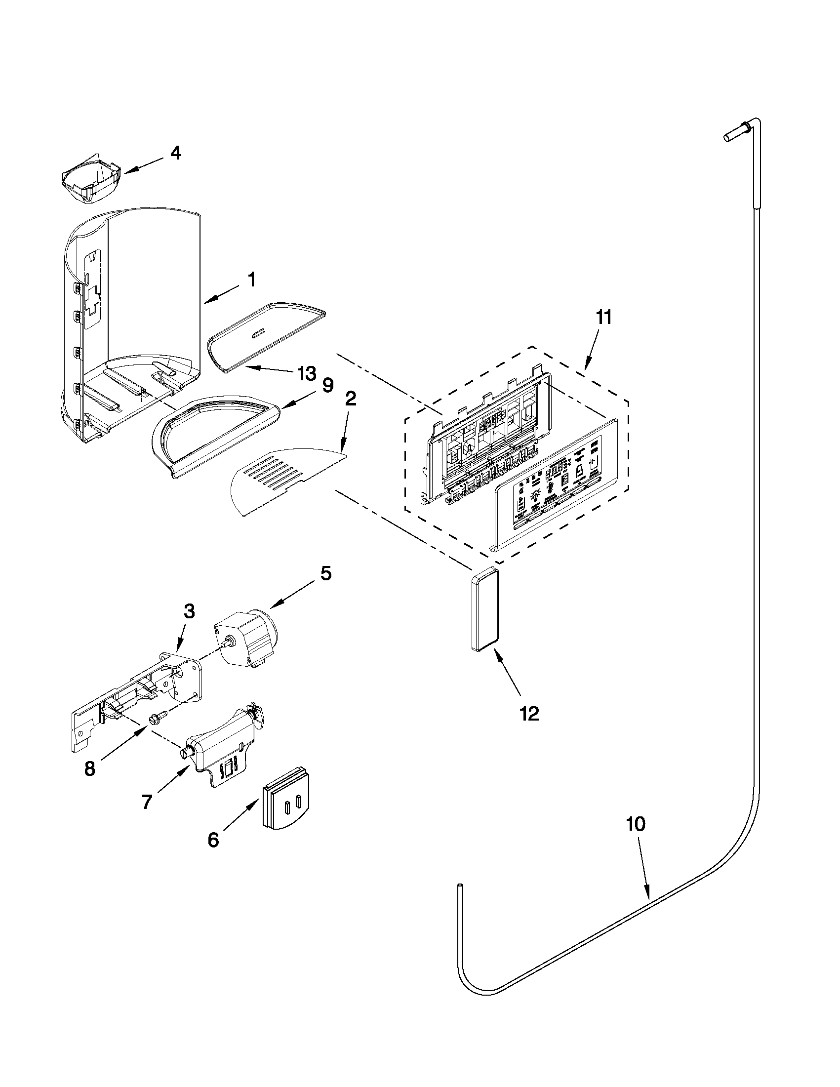 KitchenAid KSC24C8EYY01 dispenser front parts diagram
