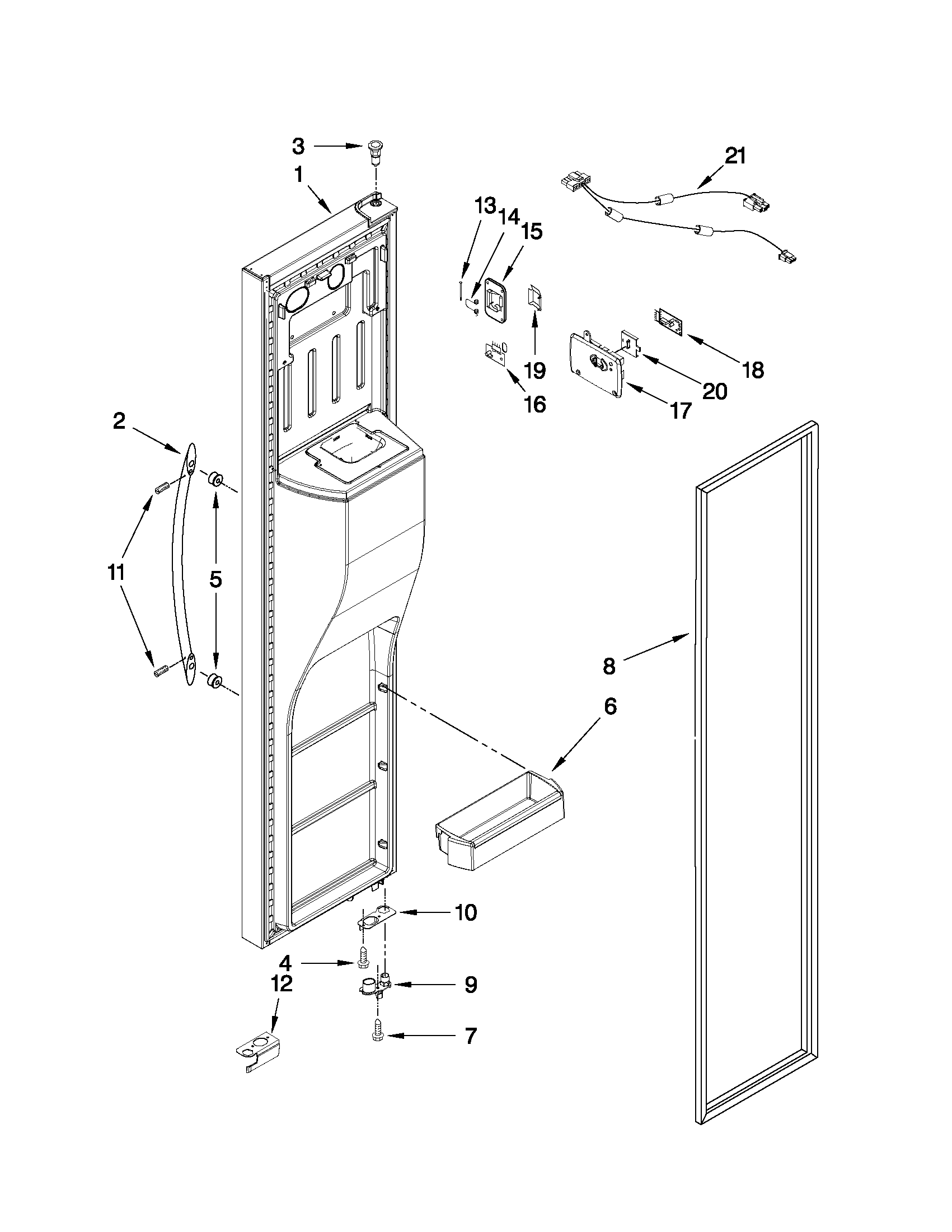 Whirlpool GSS26C5XXY03 freezer door parts diagram