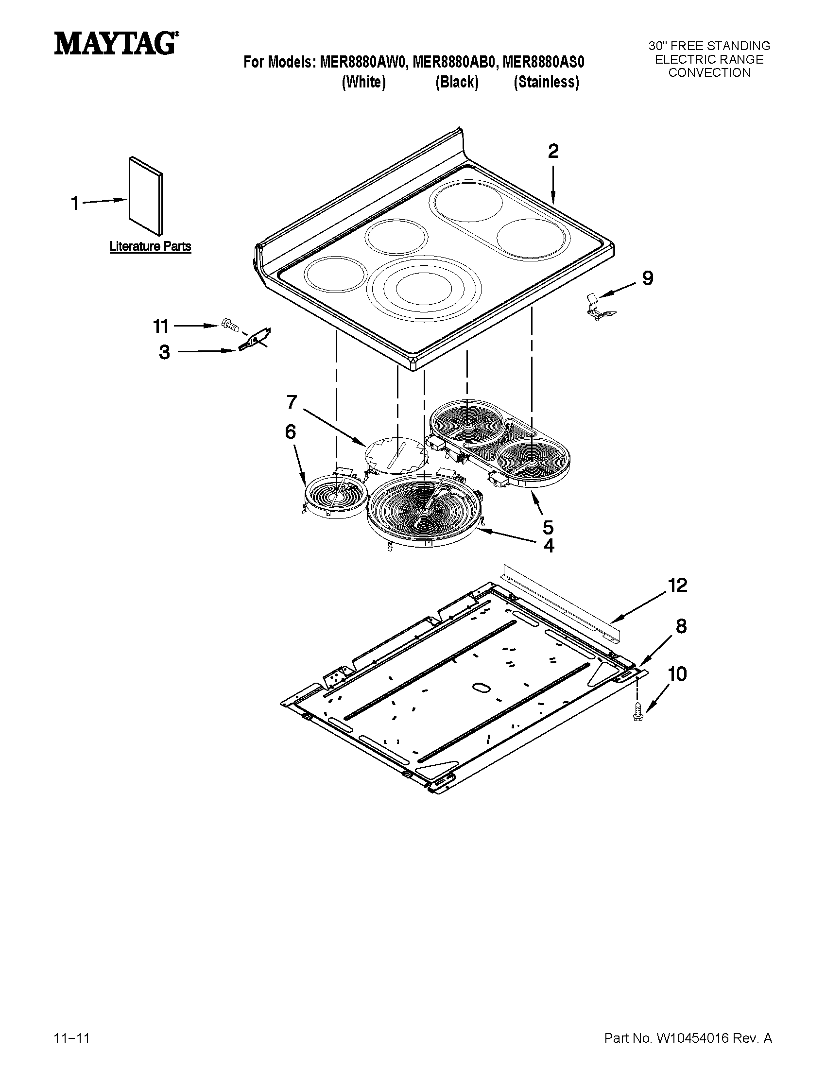 Maytag MER8880AW0 cooktop parts diagram