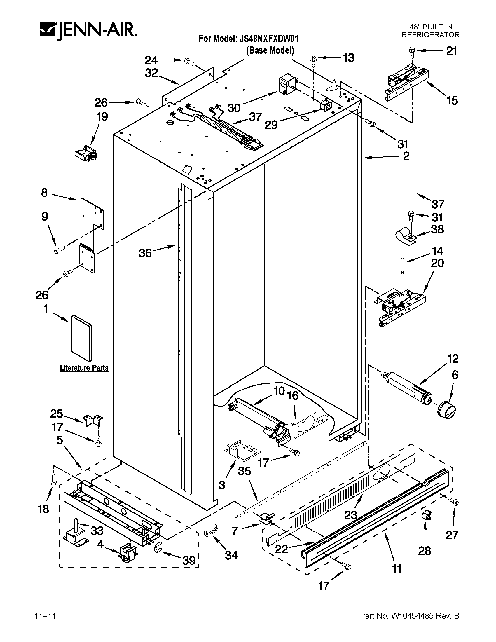 Jenn-Air JS48NXFXDW01 cabinet parts diagram