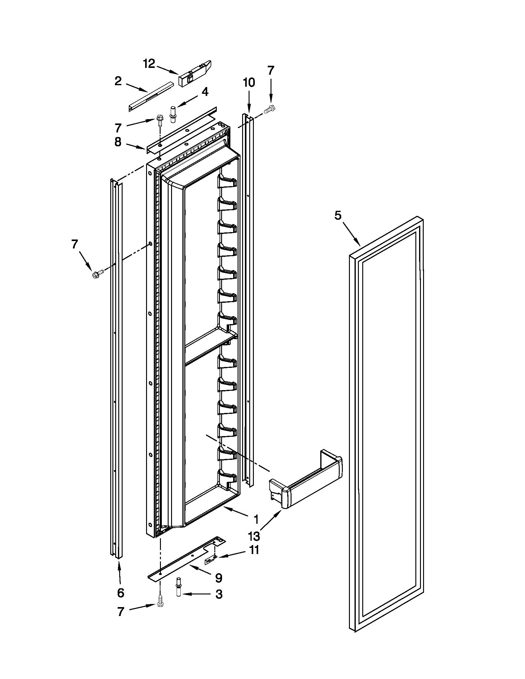Jenn-Air JS48NXFXDW01 freezer door parts diagram