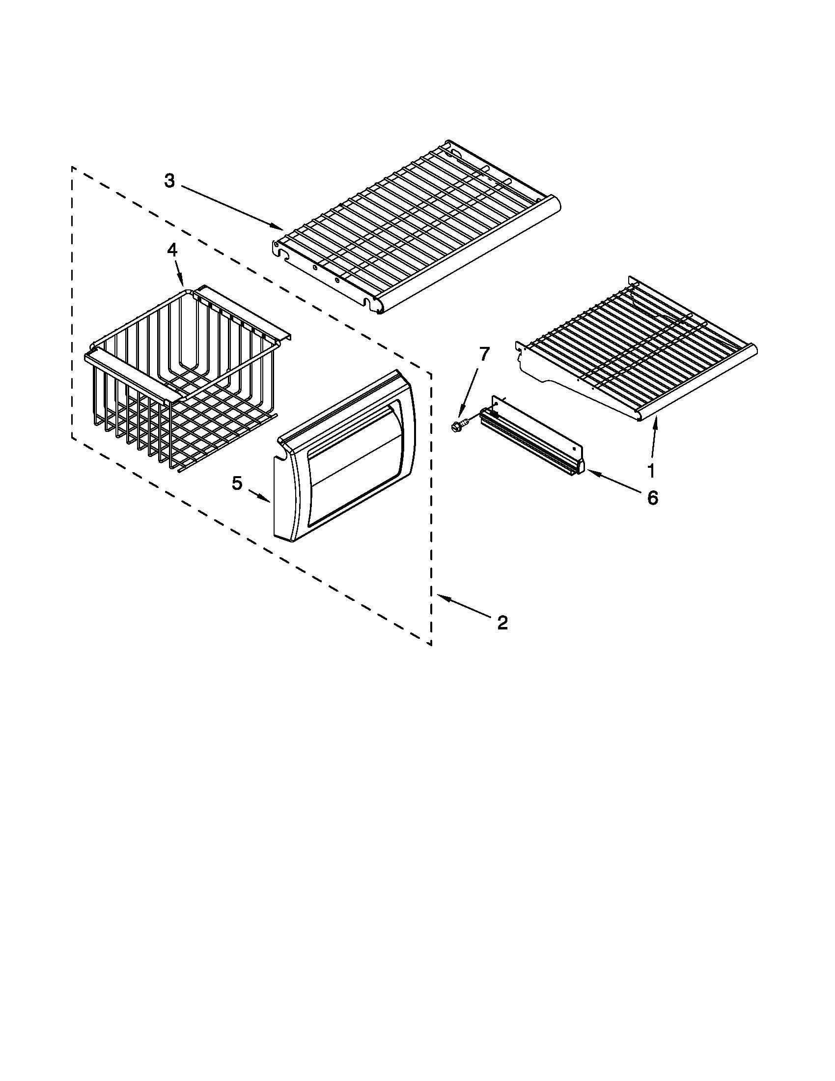 KitchenAid KSSS48QTB02 freezer shelf parts diagram