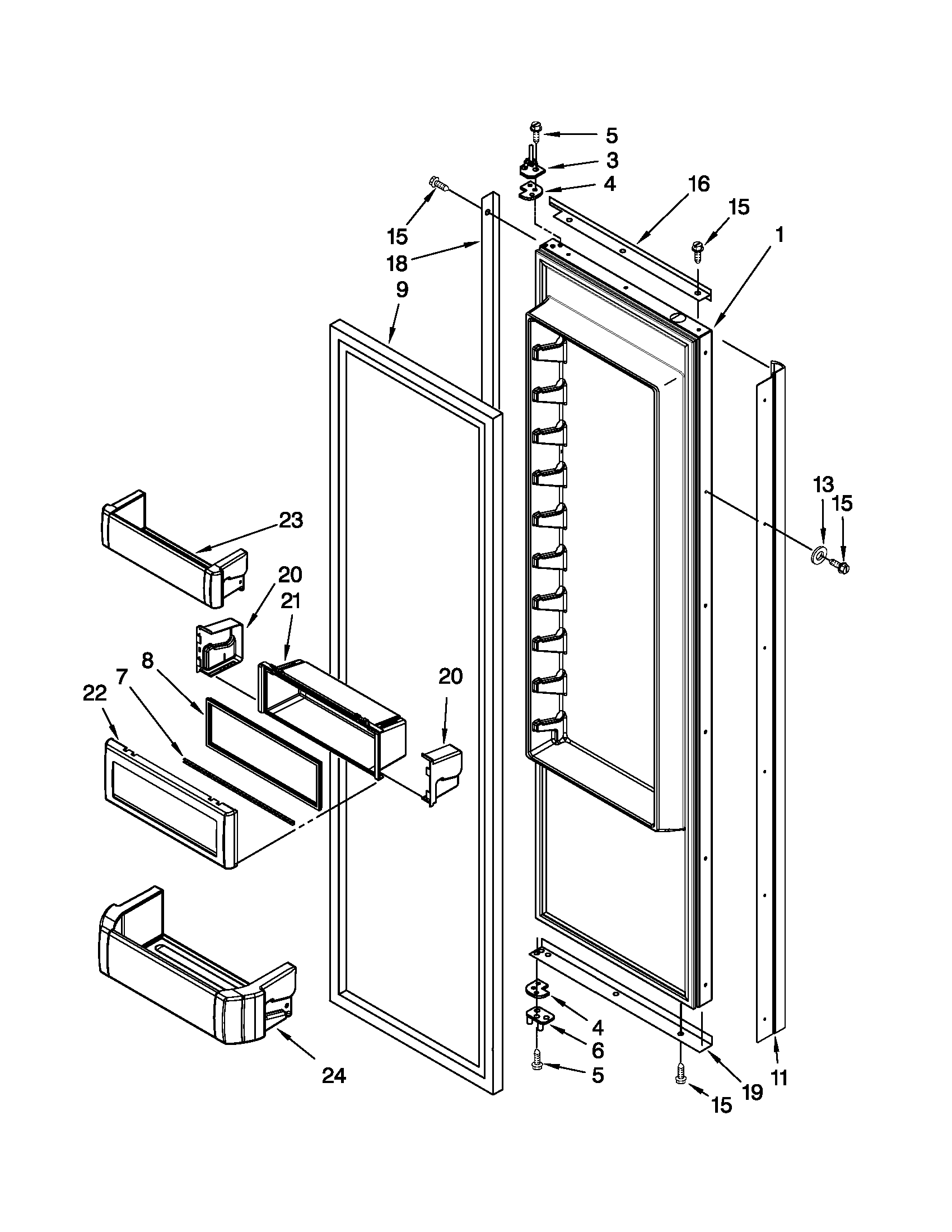 KitchenAid KSSS48QTB02 refrigerator door parts diagram