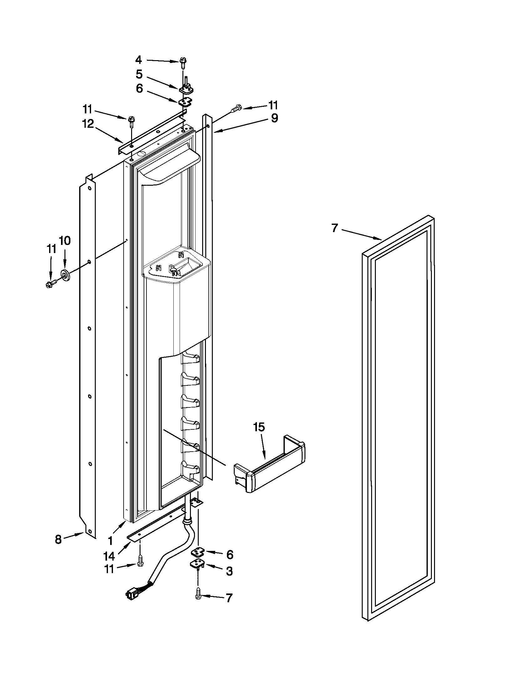 KitchenAid KSSS48QTB02 freezer door parts diagram