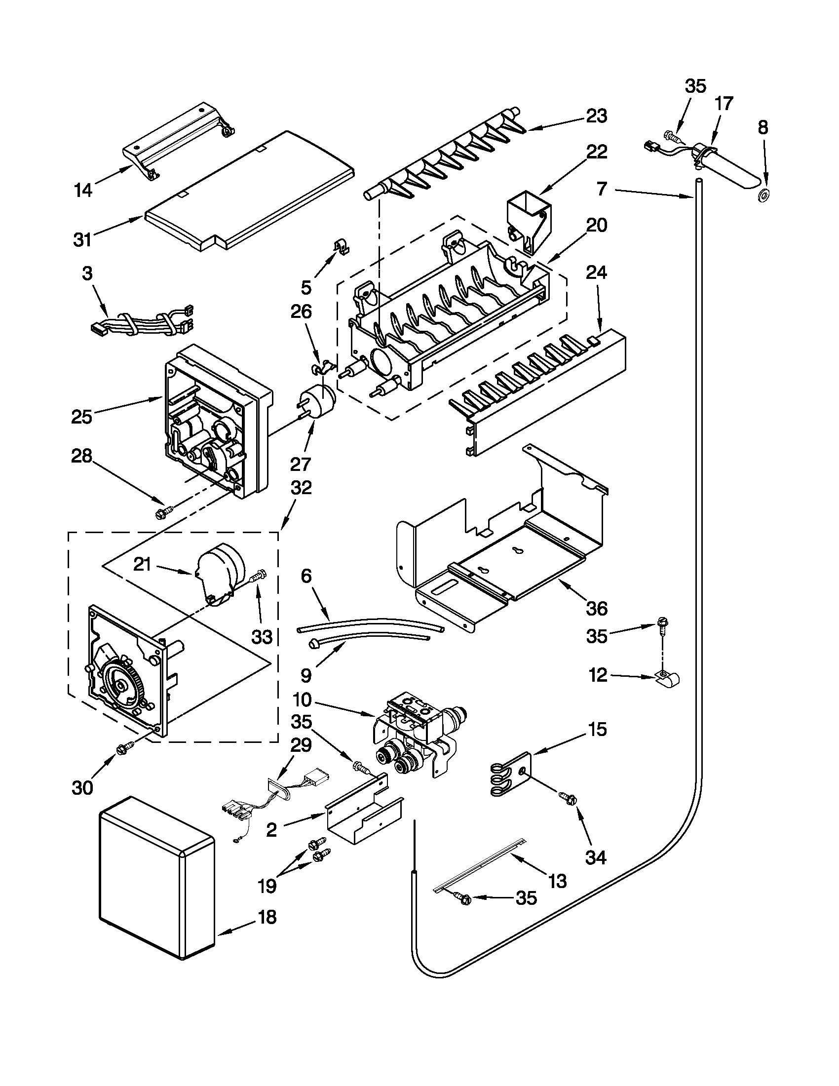 KitchenAid KSSS48QTB02 icemaker parts diagram