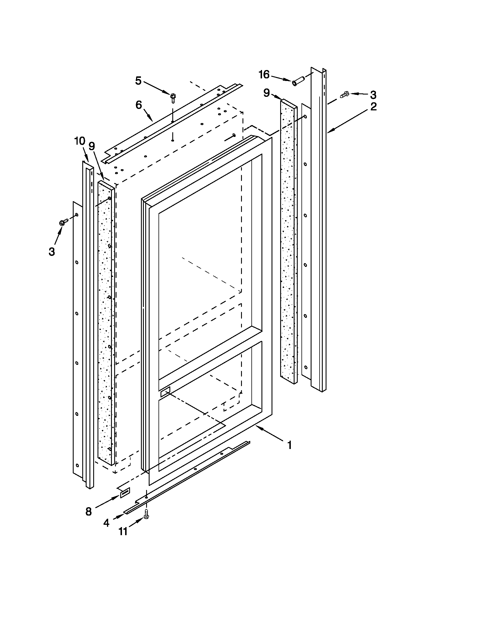 KitchenAid KBRO36FTX03 cabinet and breaker trim parts diagram