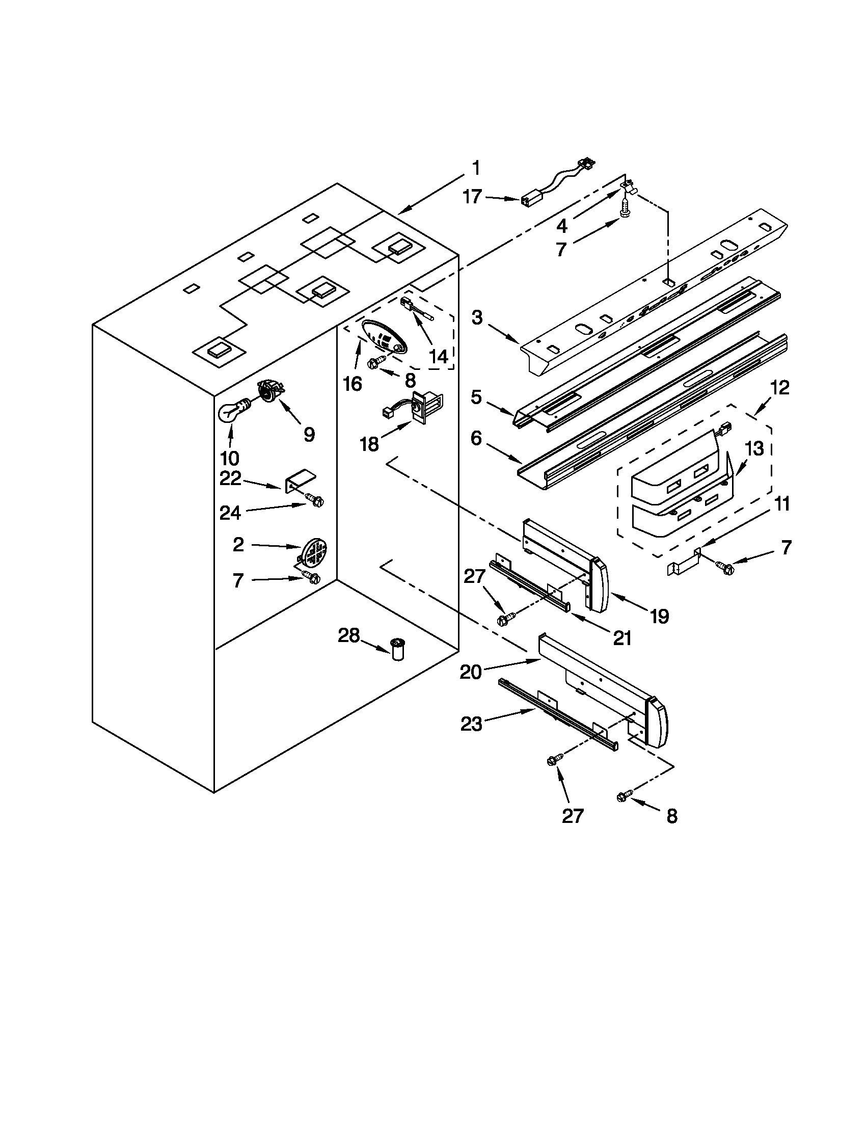 KitchenAid KBRO36FTX03 refrigerator liner parts diagram