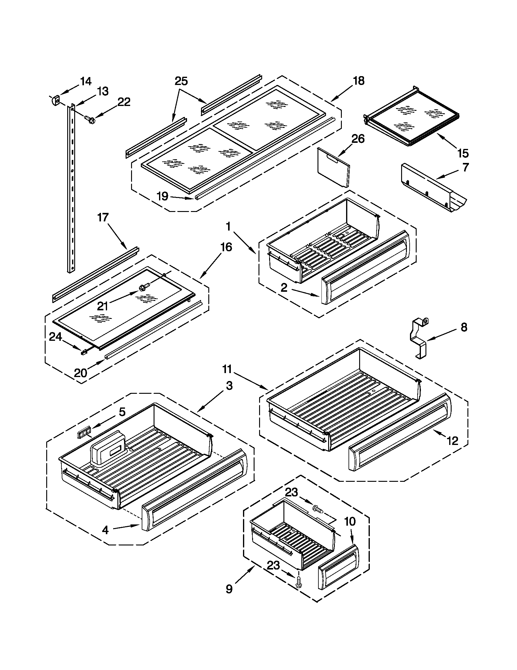 KitchenAid KBRO36FTX03 shelf parts diagram