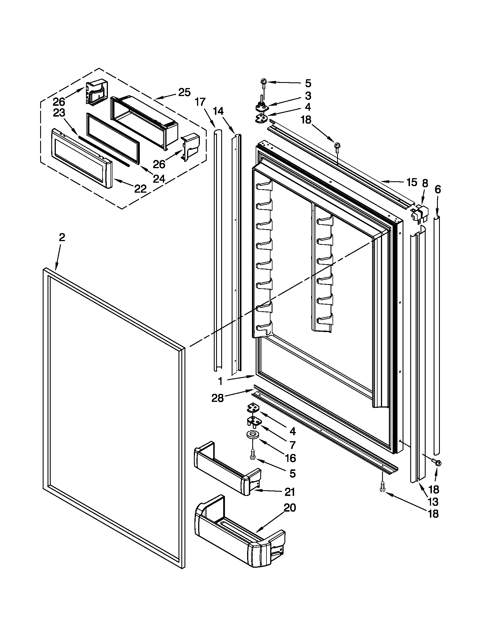KitchenAid KBRO36FTX03 refrigerator door parts diagram