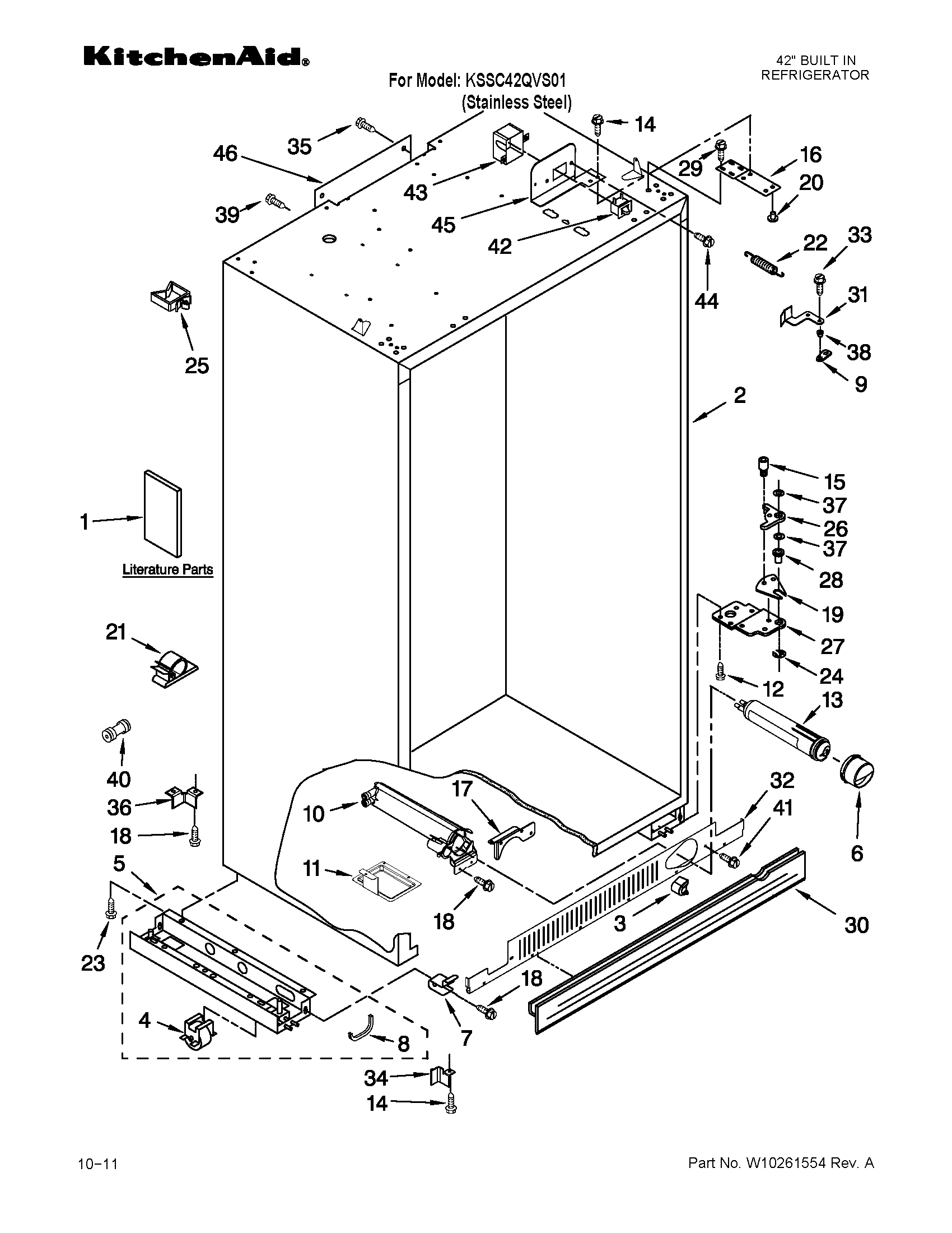 KitchenAid KSSC42QVS01 cabinet parts diagram