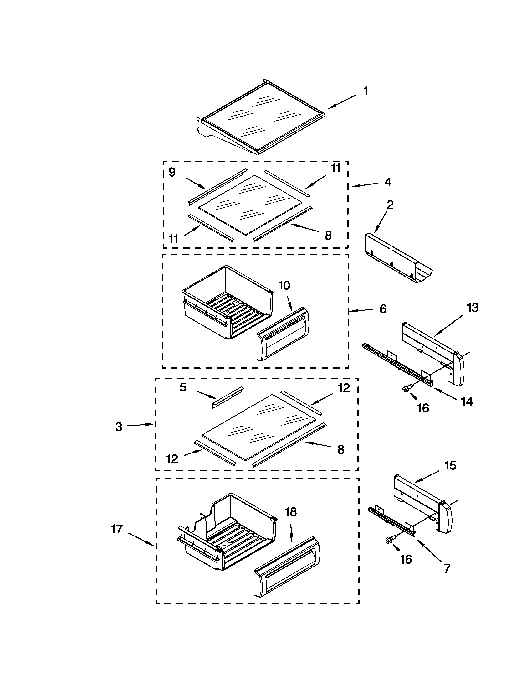 KitchenAid KSSC42QVS01 refrigerator shelf parts diagram