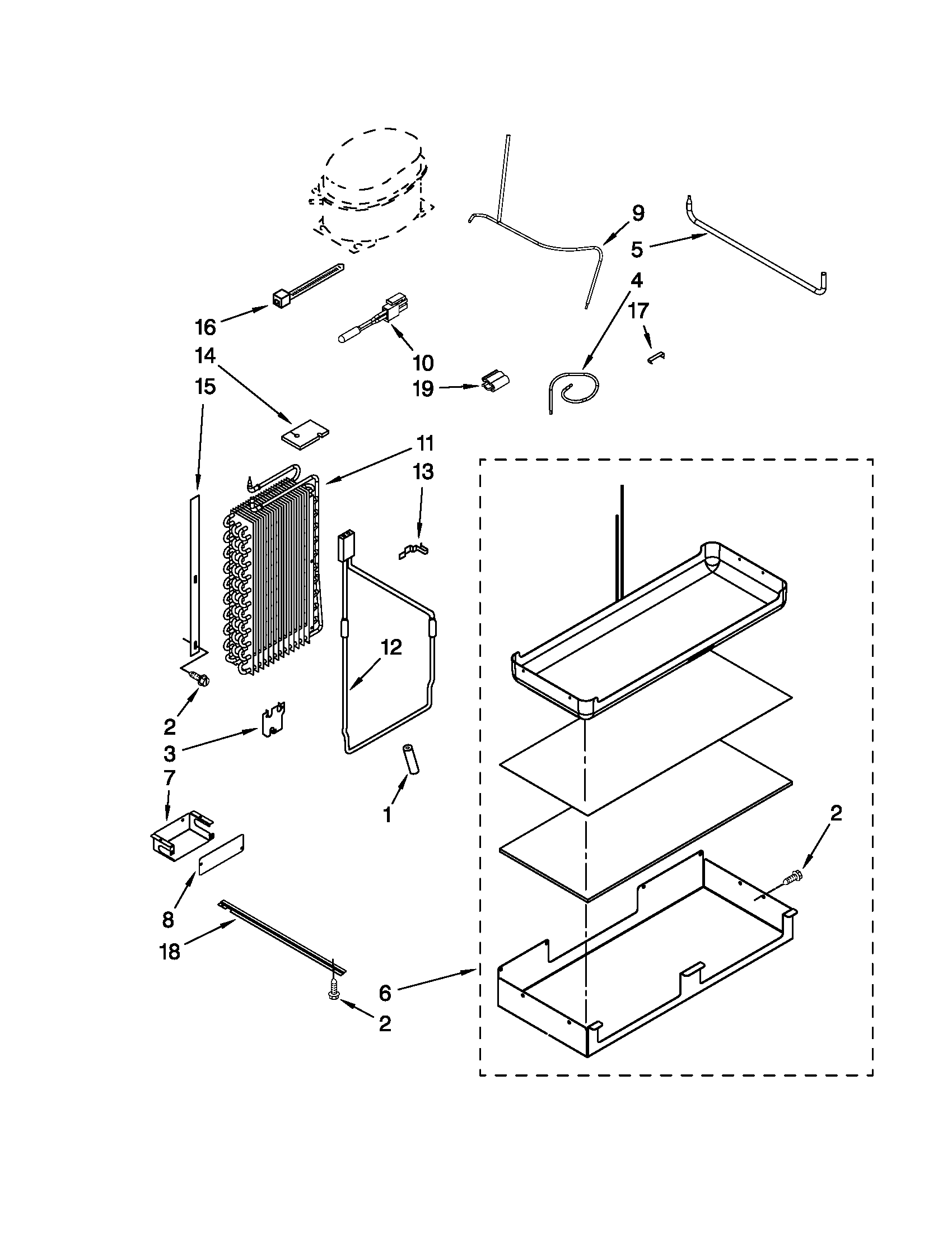 KitchenAid KSSC42QVS01 lower unit and tube parts diagram