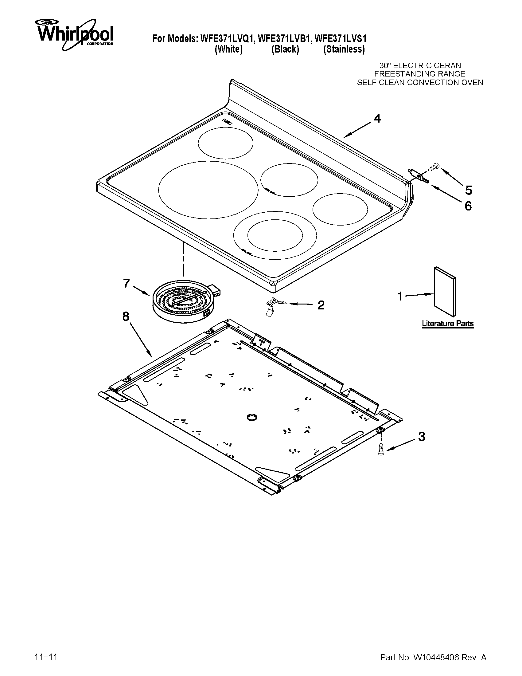 Whirlpool WFE371LVQ1 cooktop parts diagram