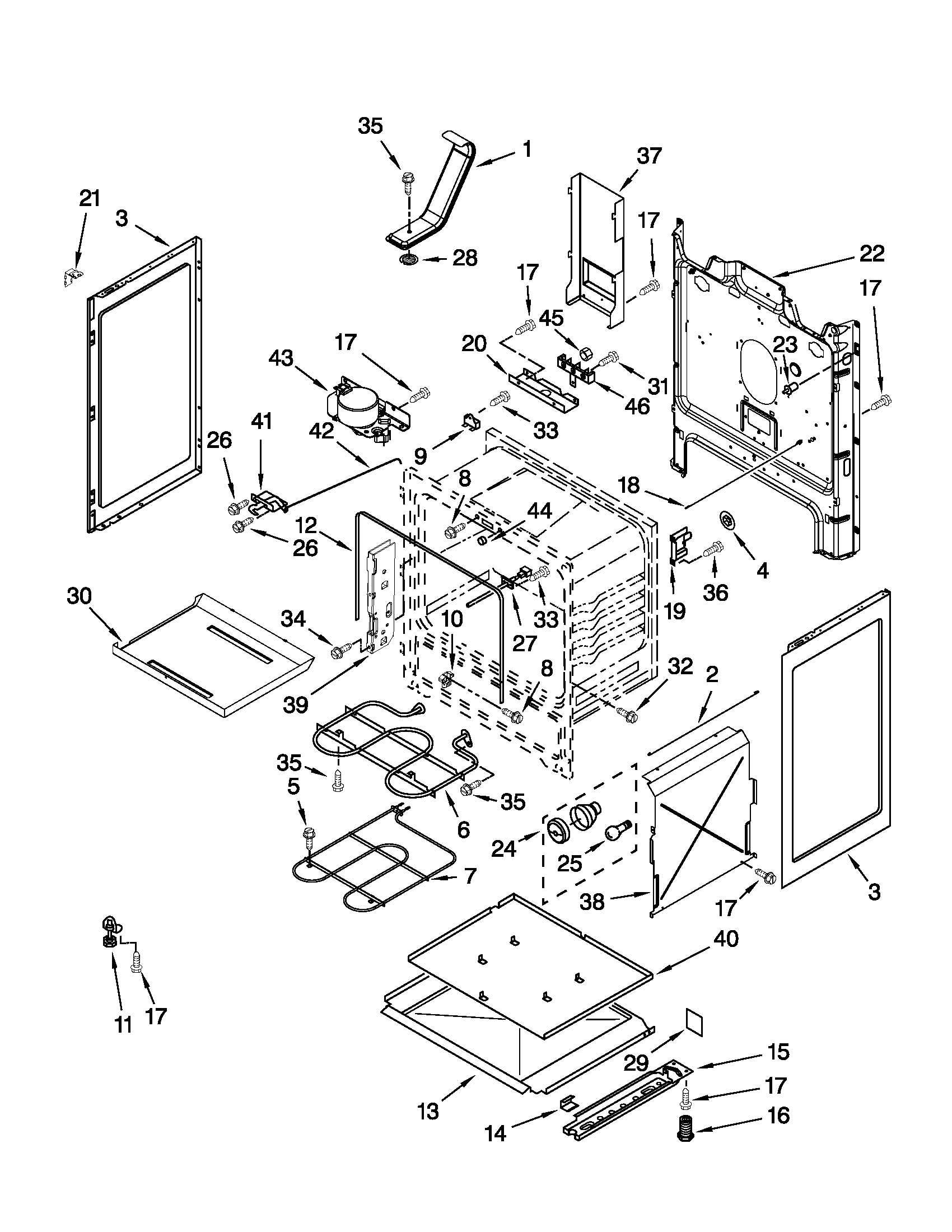 Whirlpool WFE371LVQ1 chassis parts diagram