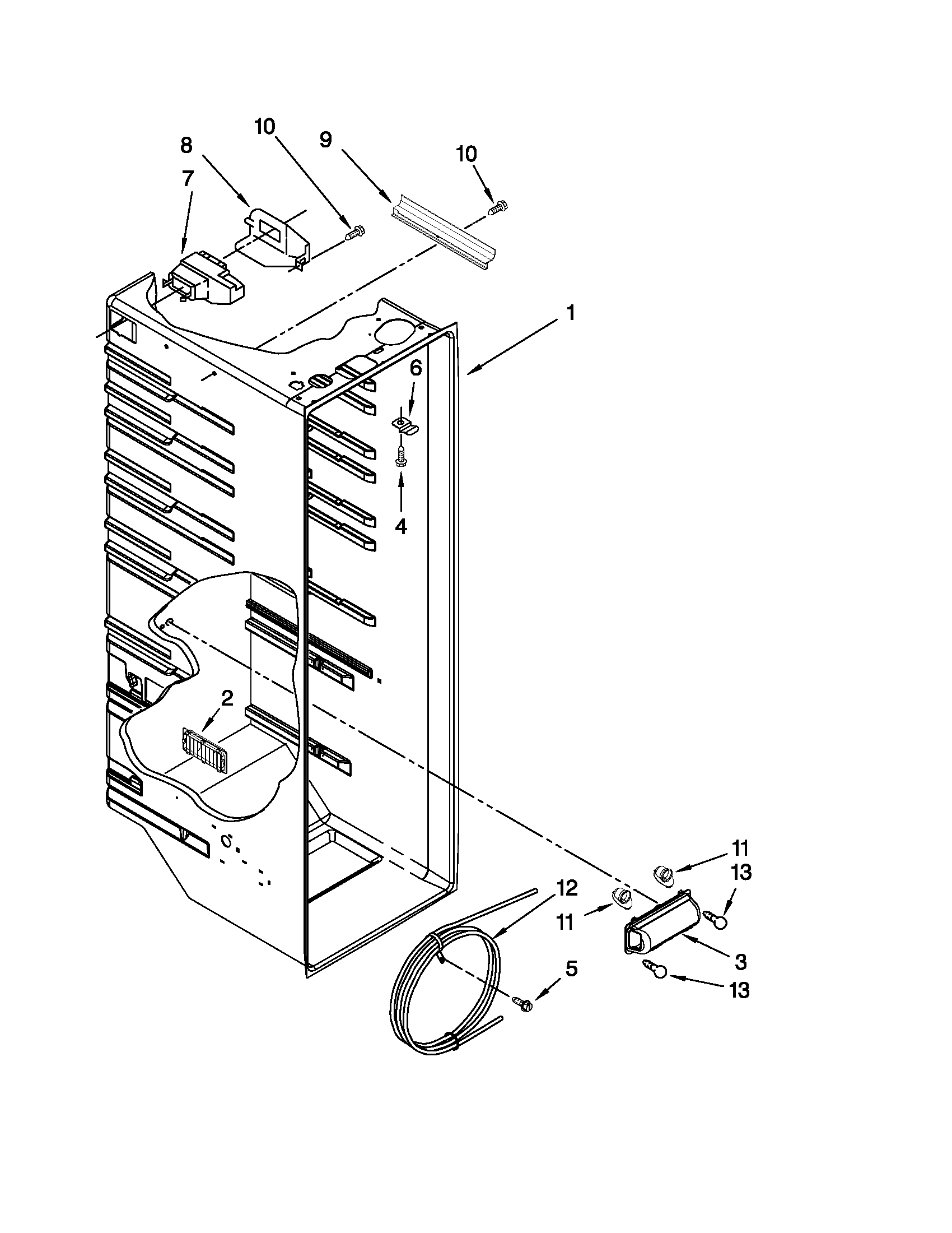 Whirlpool ED5FVGXWS08 refrigerator liner parts diagram