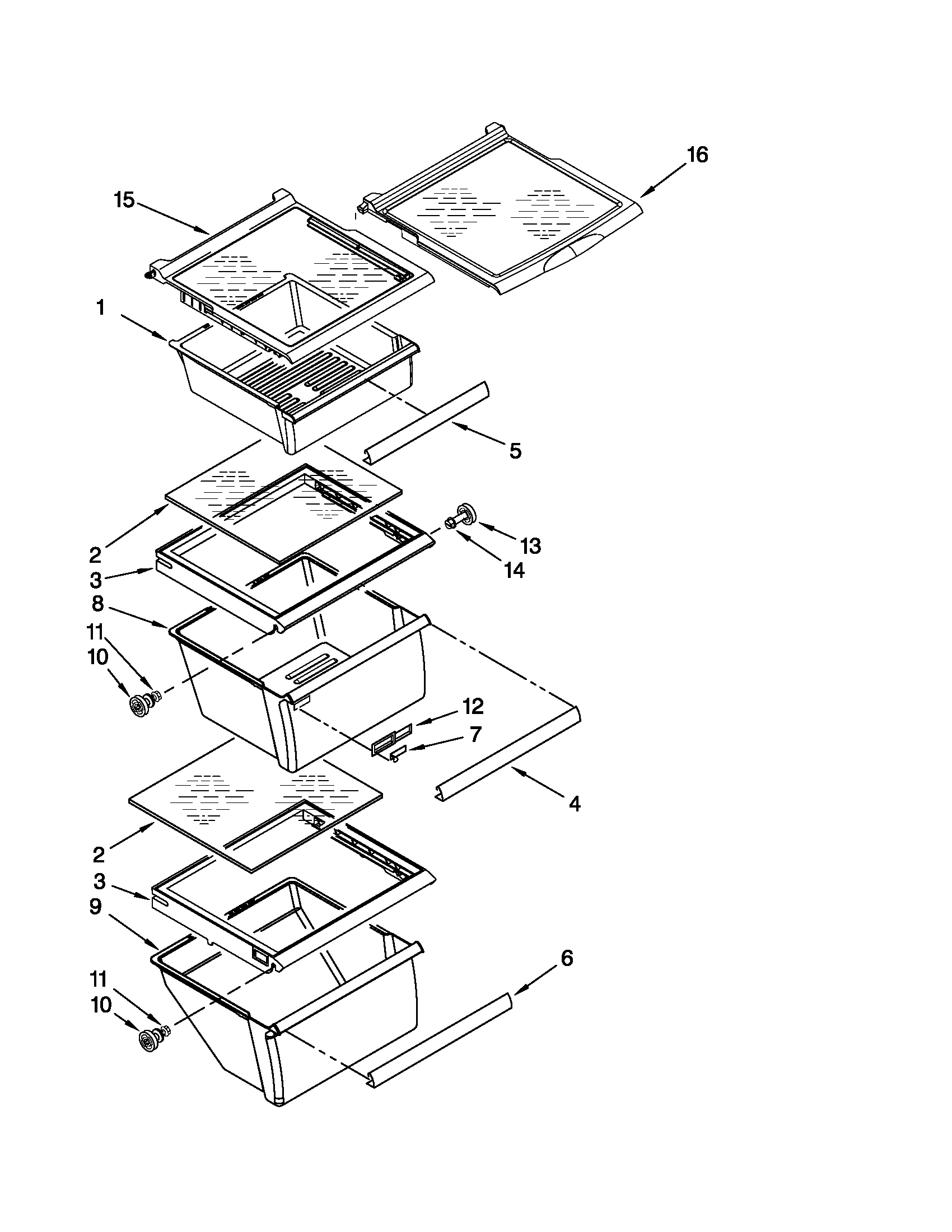Whirlpool ED5FVGXWS08 refrigerator shelf parts diagram