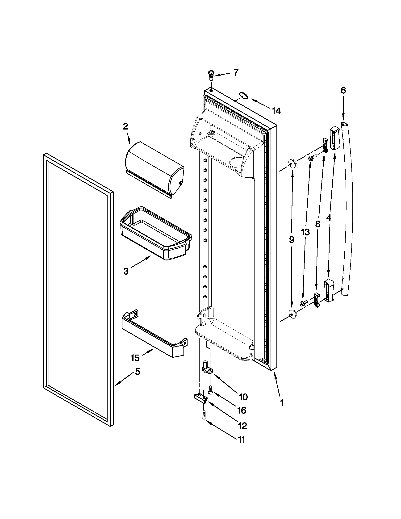 Whirlpool ED5FVGXWS08 refrigerator door parts diagram