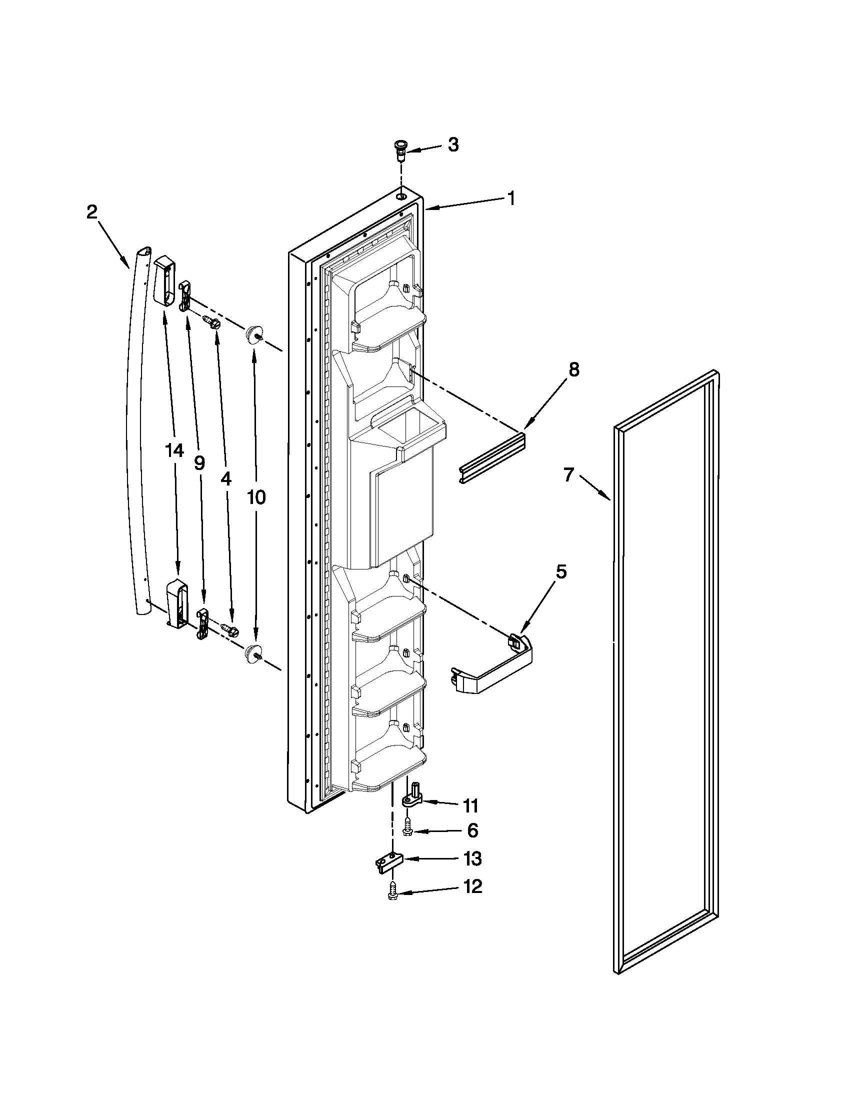 Whirlpool ED5FVGXWS08 freezer door parts diagram