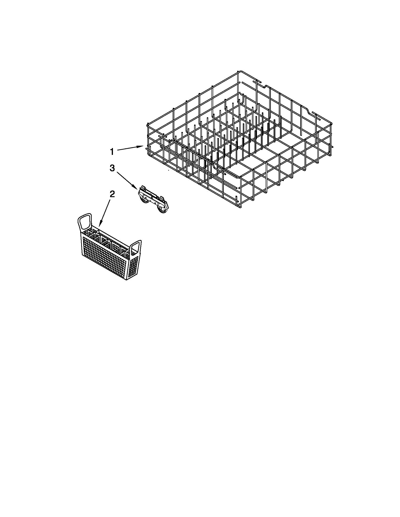 Whirlpool DU1010XTXD5 lower rack parts diagram